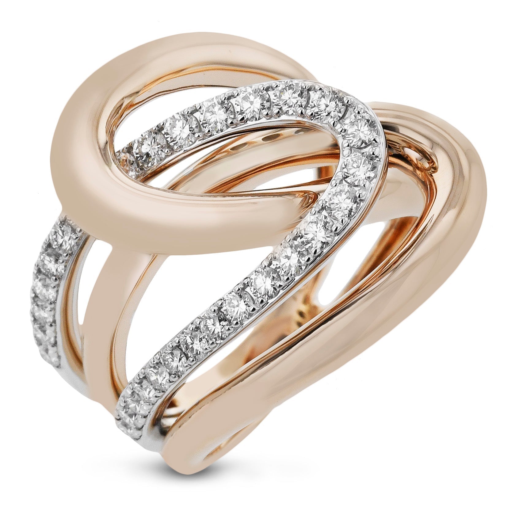 Fashion Ring In 18k Gold With Diamonds