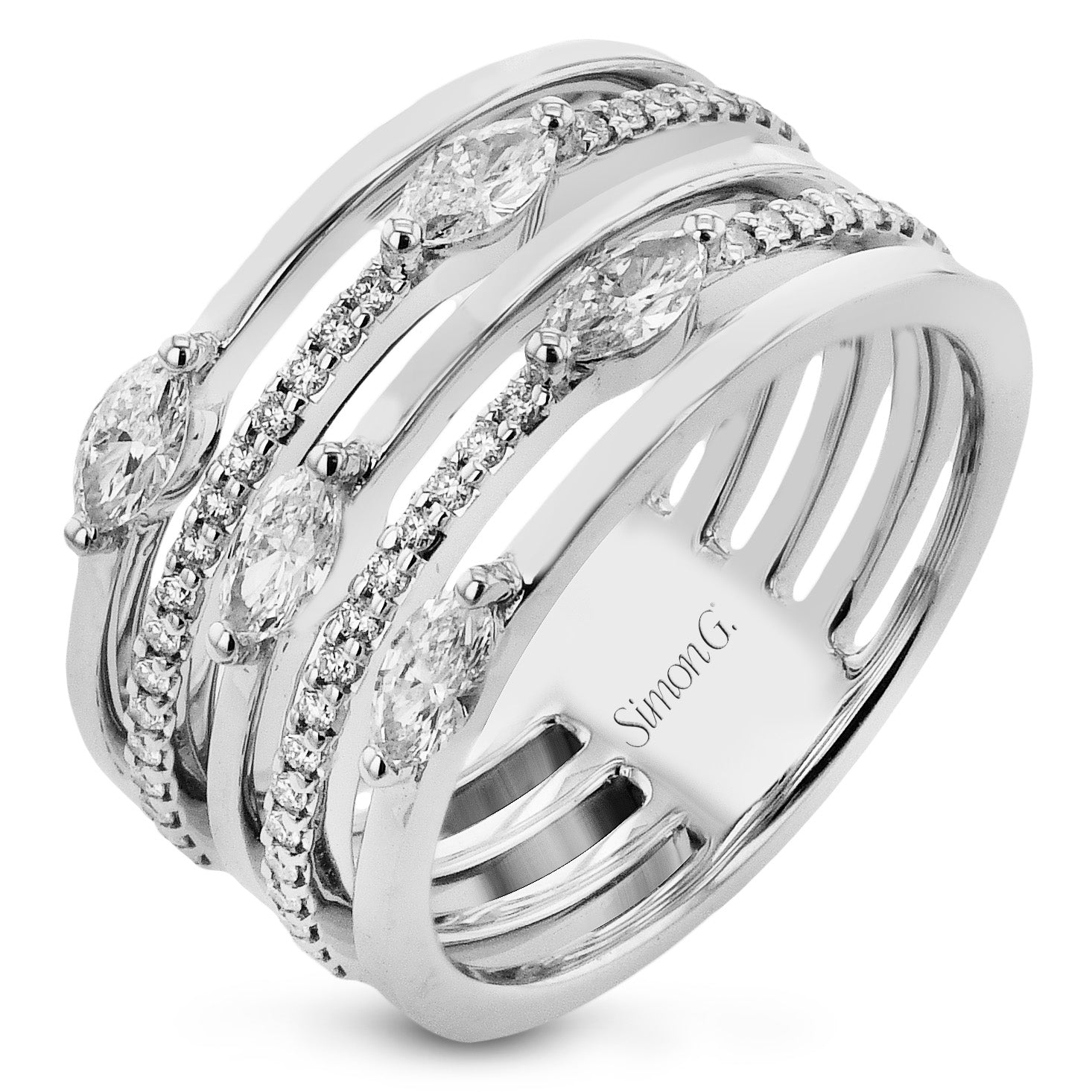Fashion Ring In 18k Gold With Diamonds