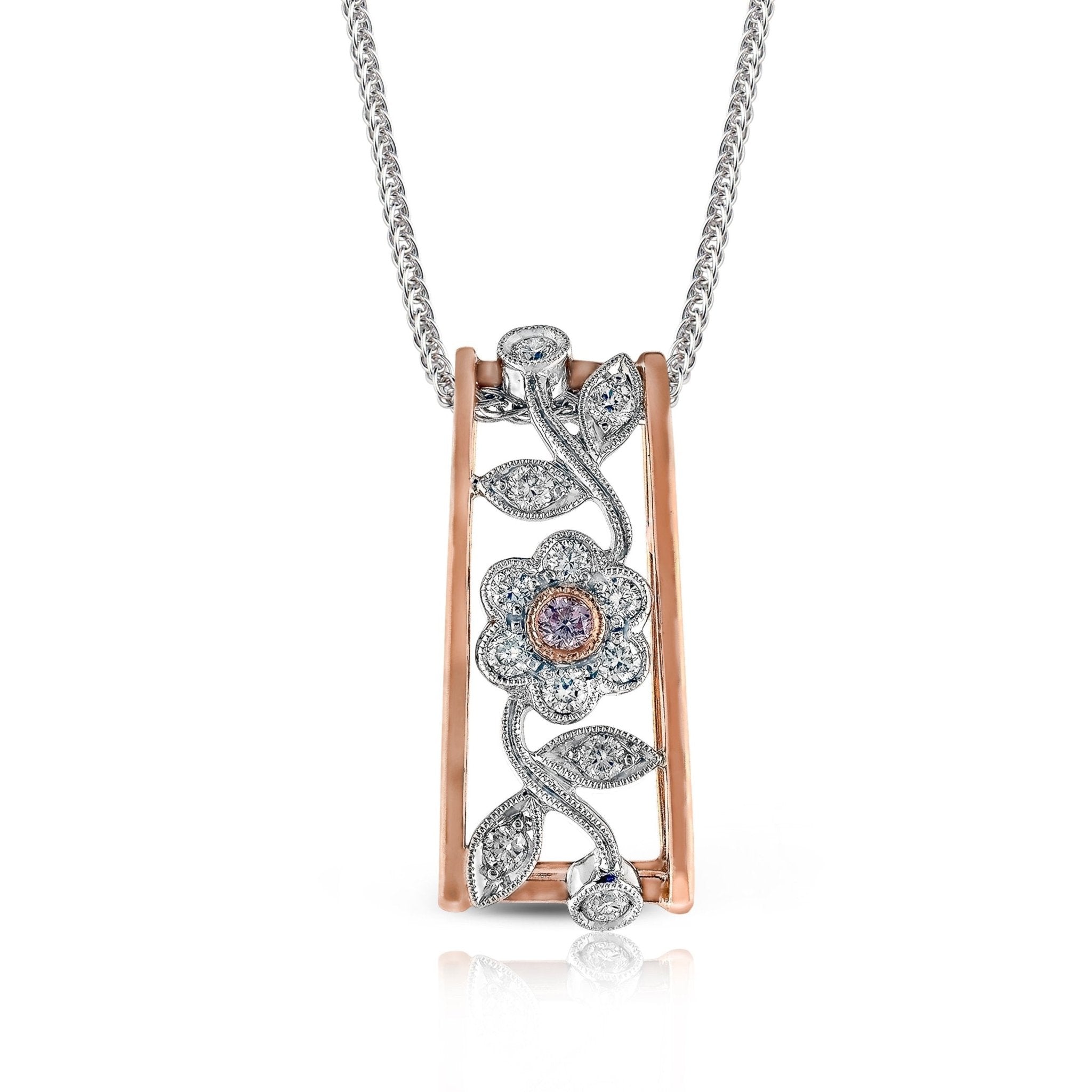 Floral Pendant in 18k Gold with Diamonds