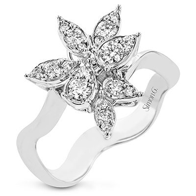 Flower Fashion Ring in 18k Gold with Diamonds