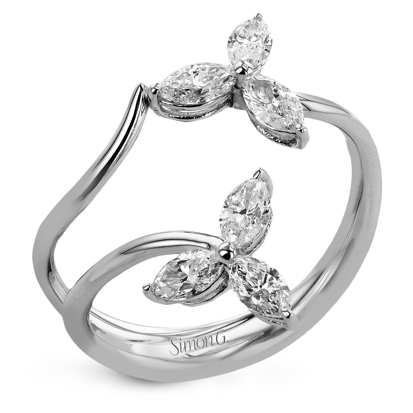 Flower Fashion Ring In 18k Gold With Diamonds