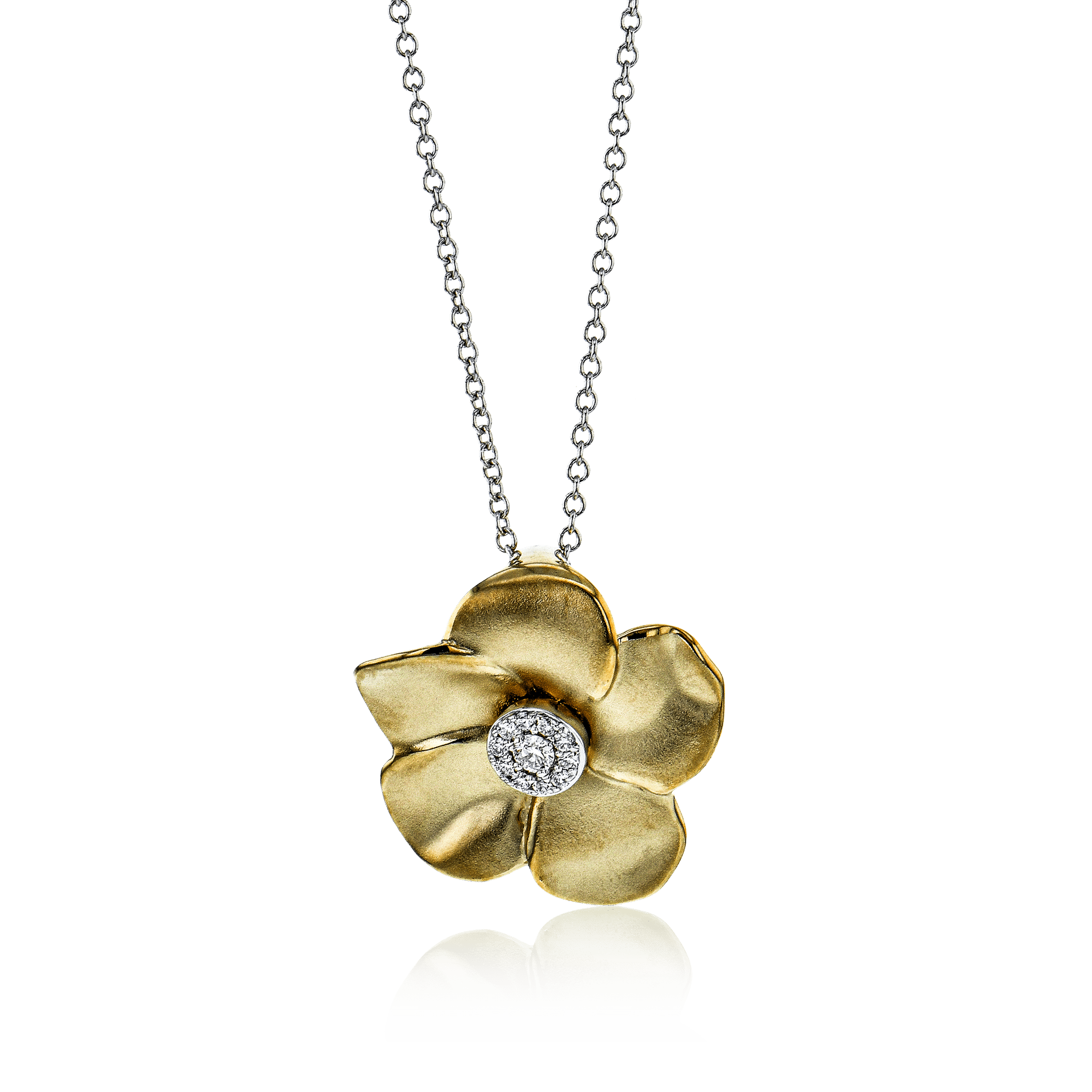 Flower Pendant Necklace in 18k Gold with Diamonds