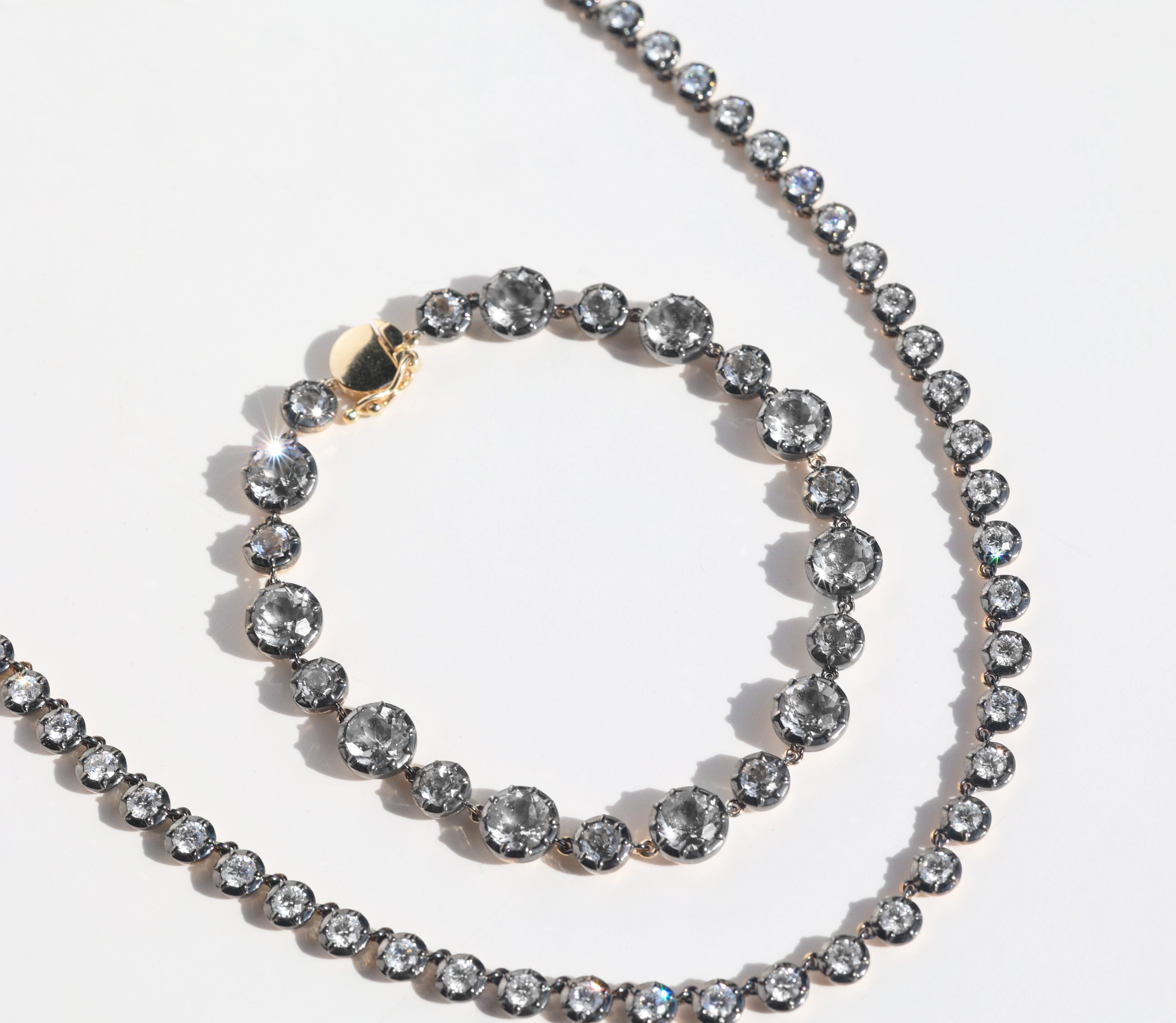 14k Heirloom White Topaz Bracelet with Black Rhodium Setting - 7" BG001328