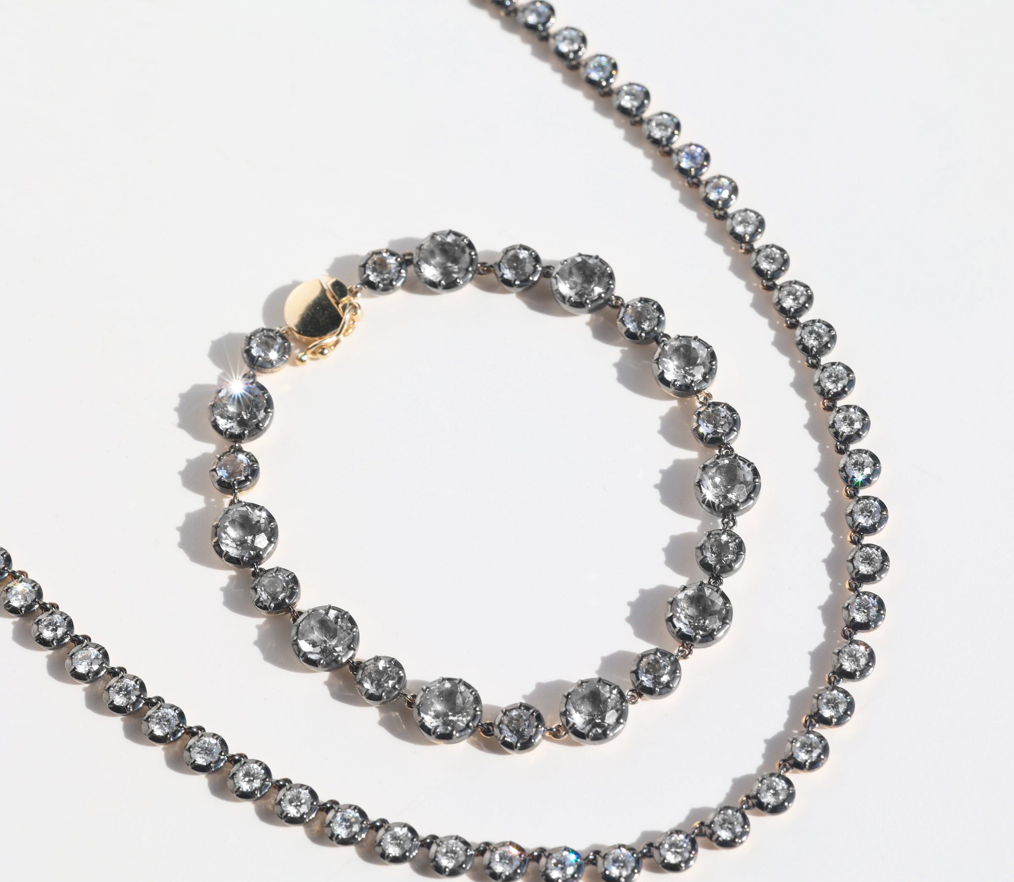 14k Heirloom White Topaz Bracelet with Black Rhodium Setting - 7" BG001328