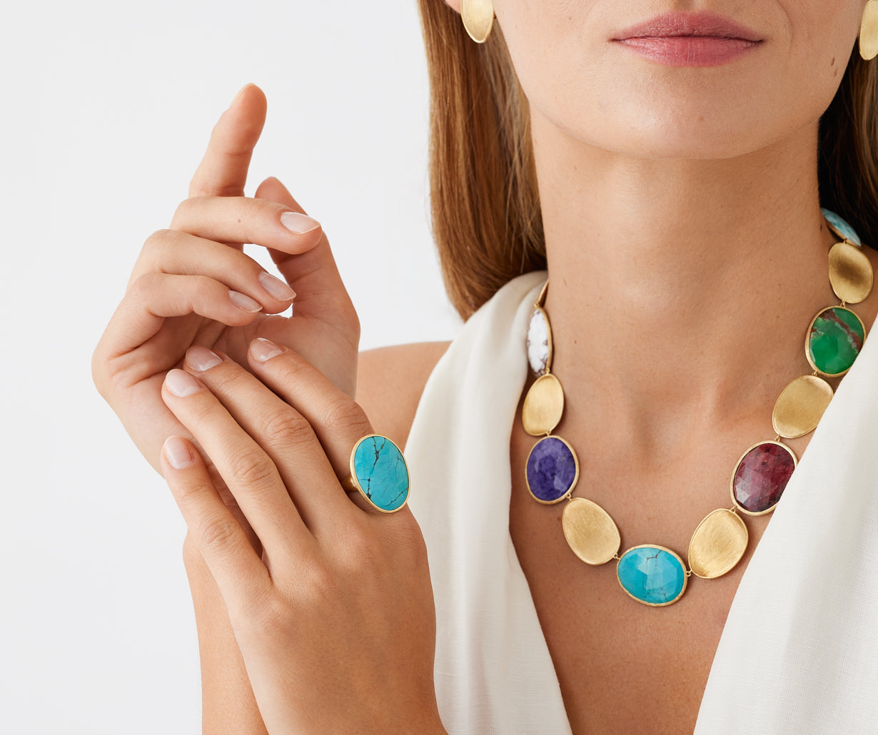 18K Yellow Gold Cocktail Ring With Turquoise