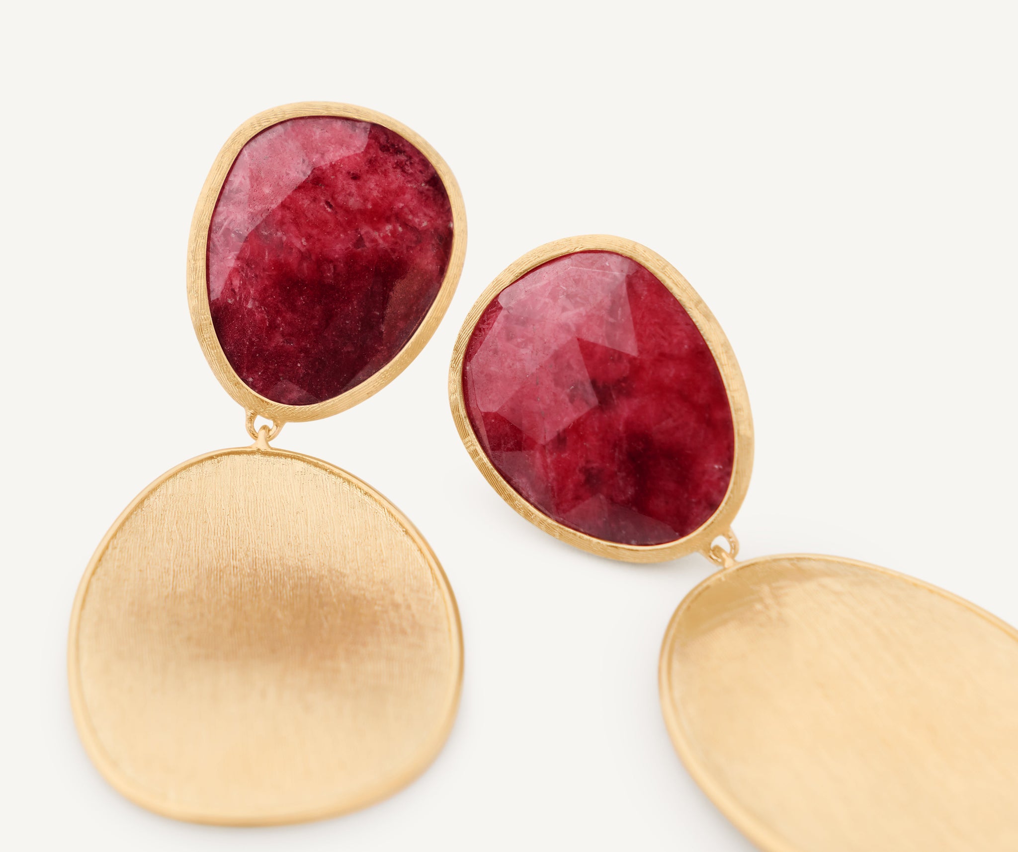 18K Yellow Gold Double Drop Thulite Earrings