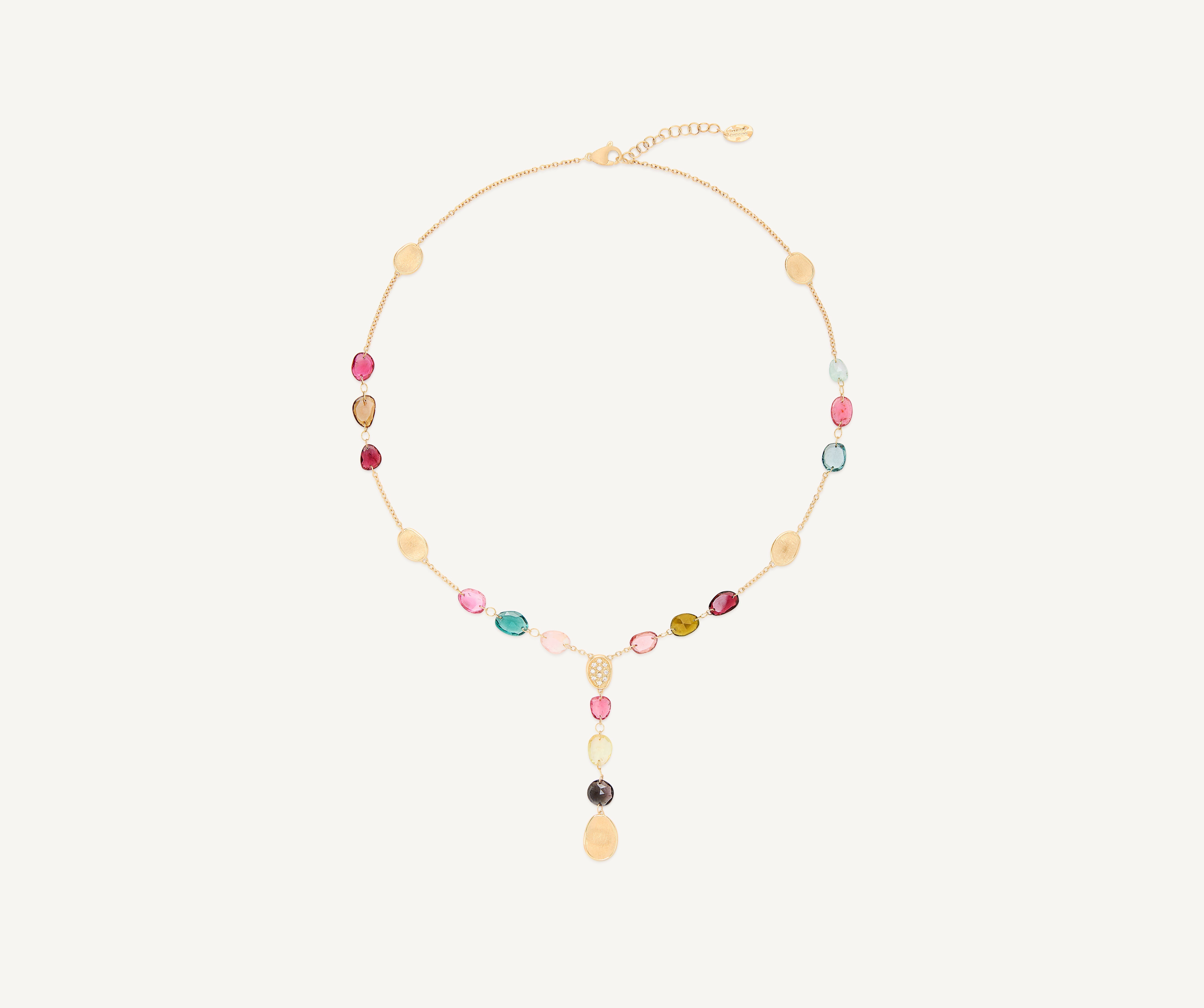 18K Yellow Gold Lariat Tourmaline Necklace