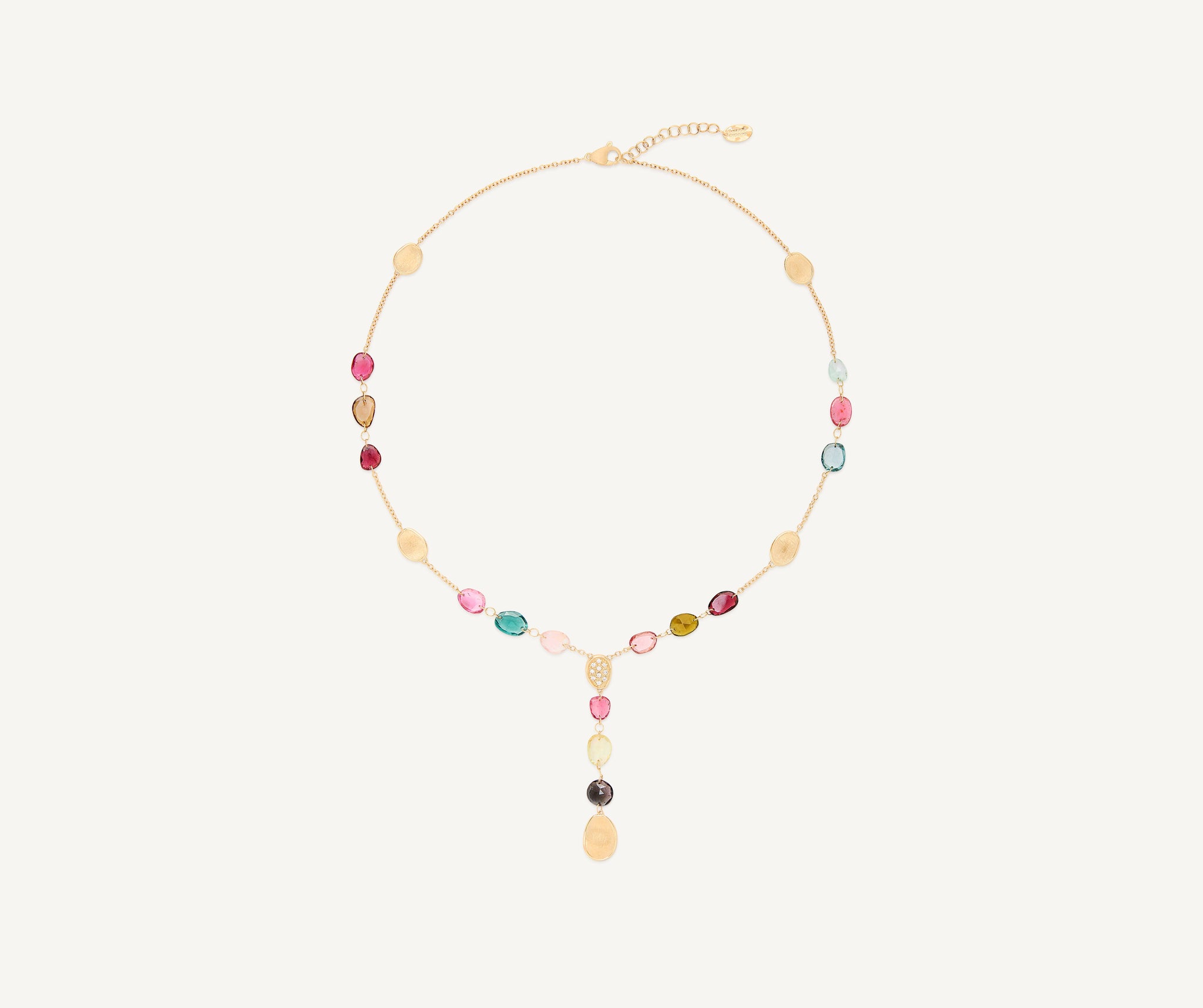 18K Yellow Gold Lariat Tourmaline Necklace