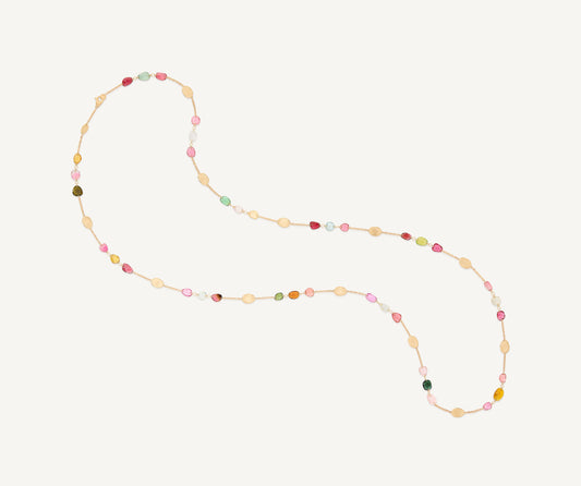 18K Yellow Gold Long Tourmaline Necklace