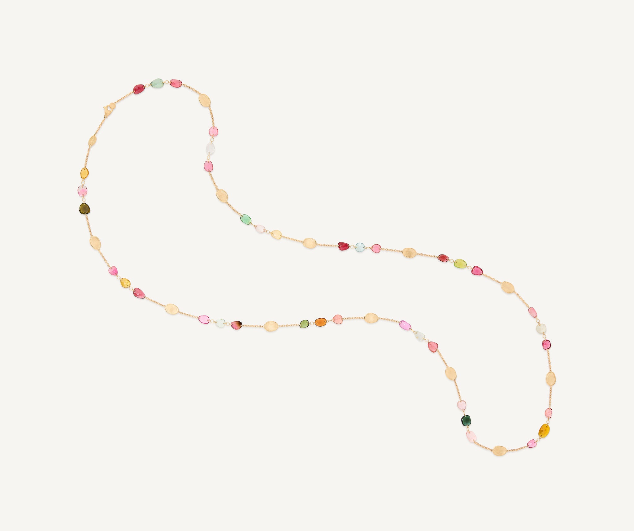 18K Yellow Gold Long Tourmaline Necklace