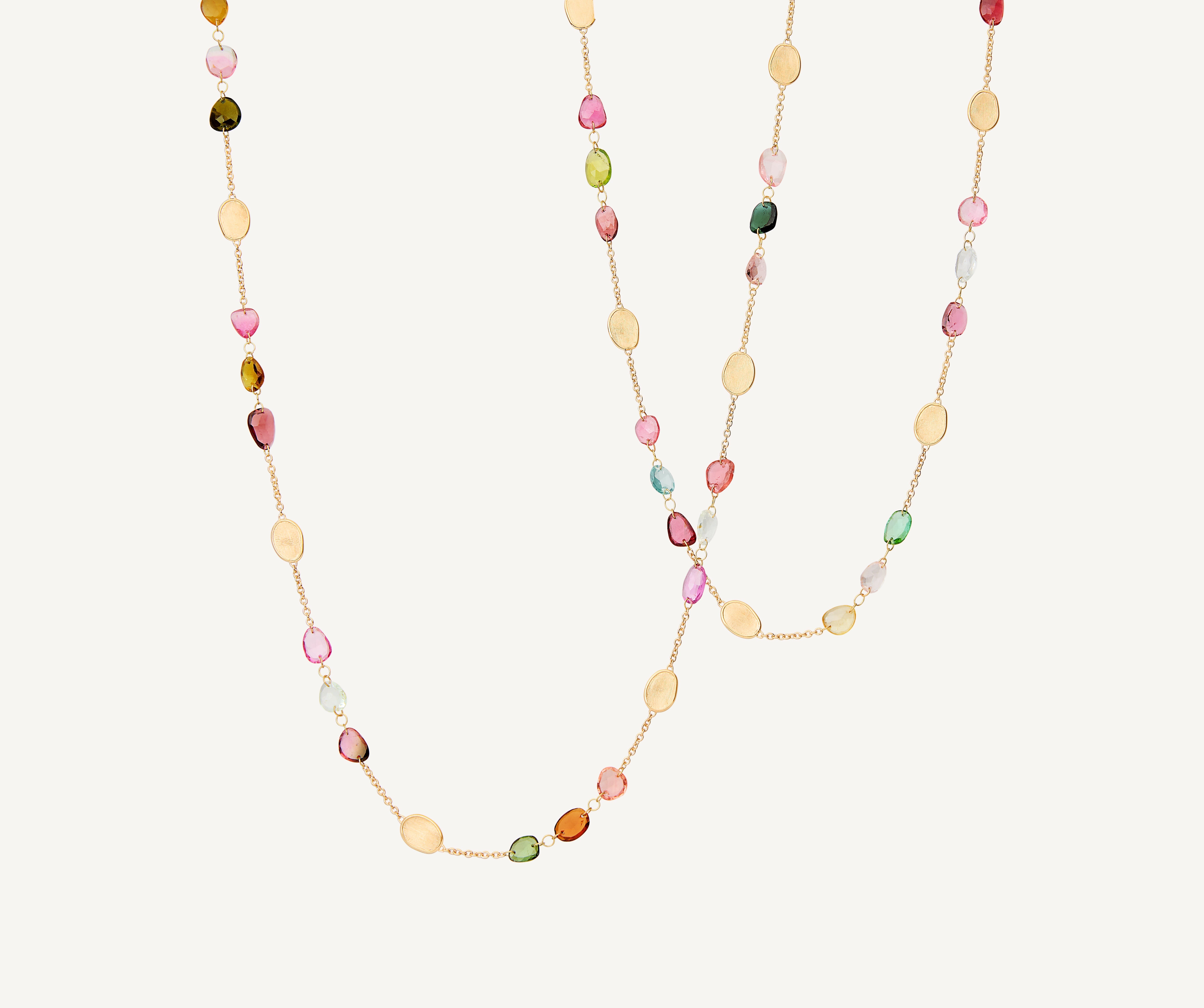 18K Yellow Gold Long Tourmaline Necklace