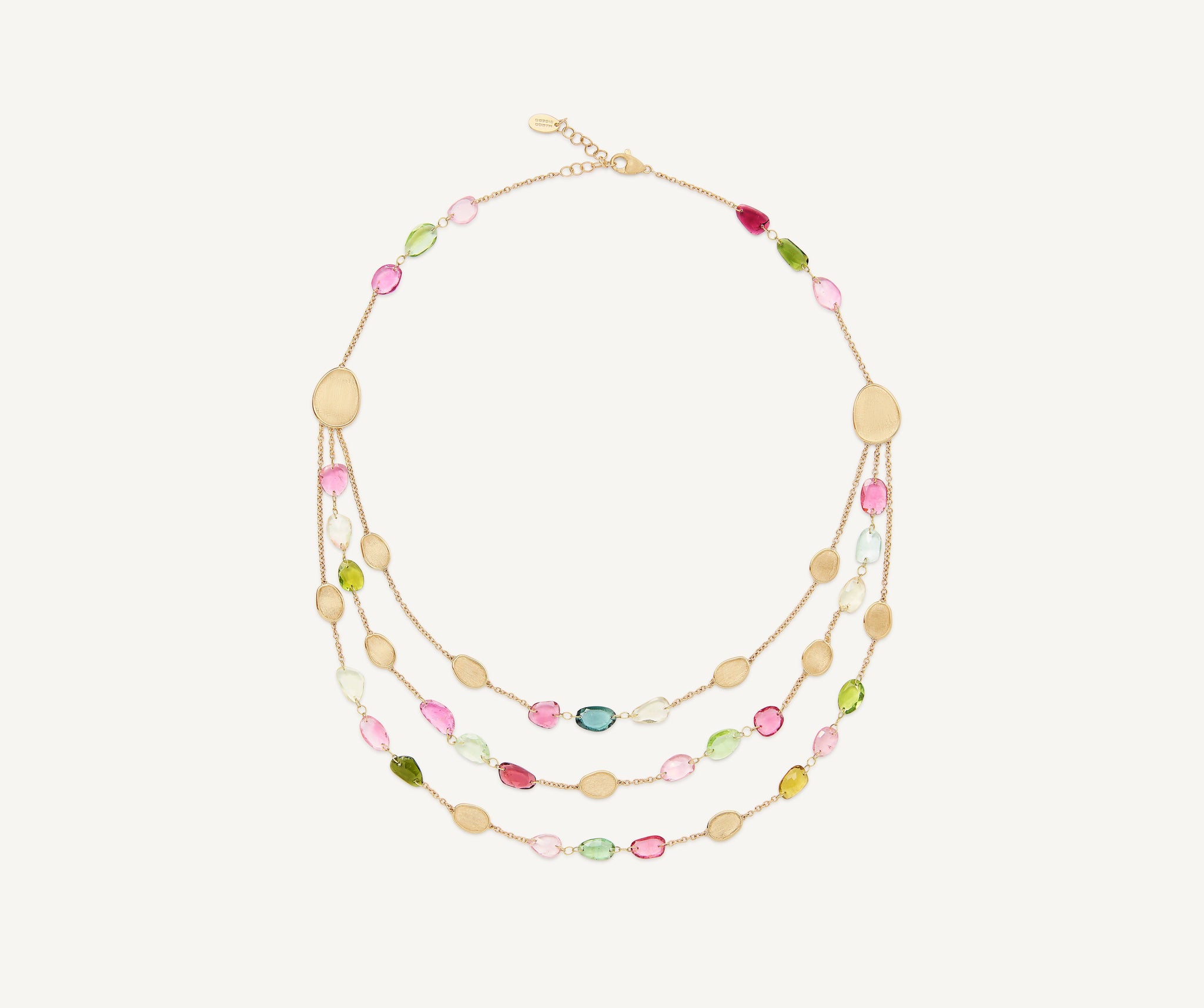 18K Yellow Gold Three-Strand Tourmaline Necklace