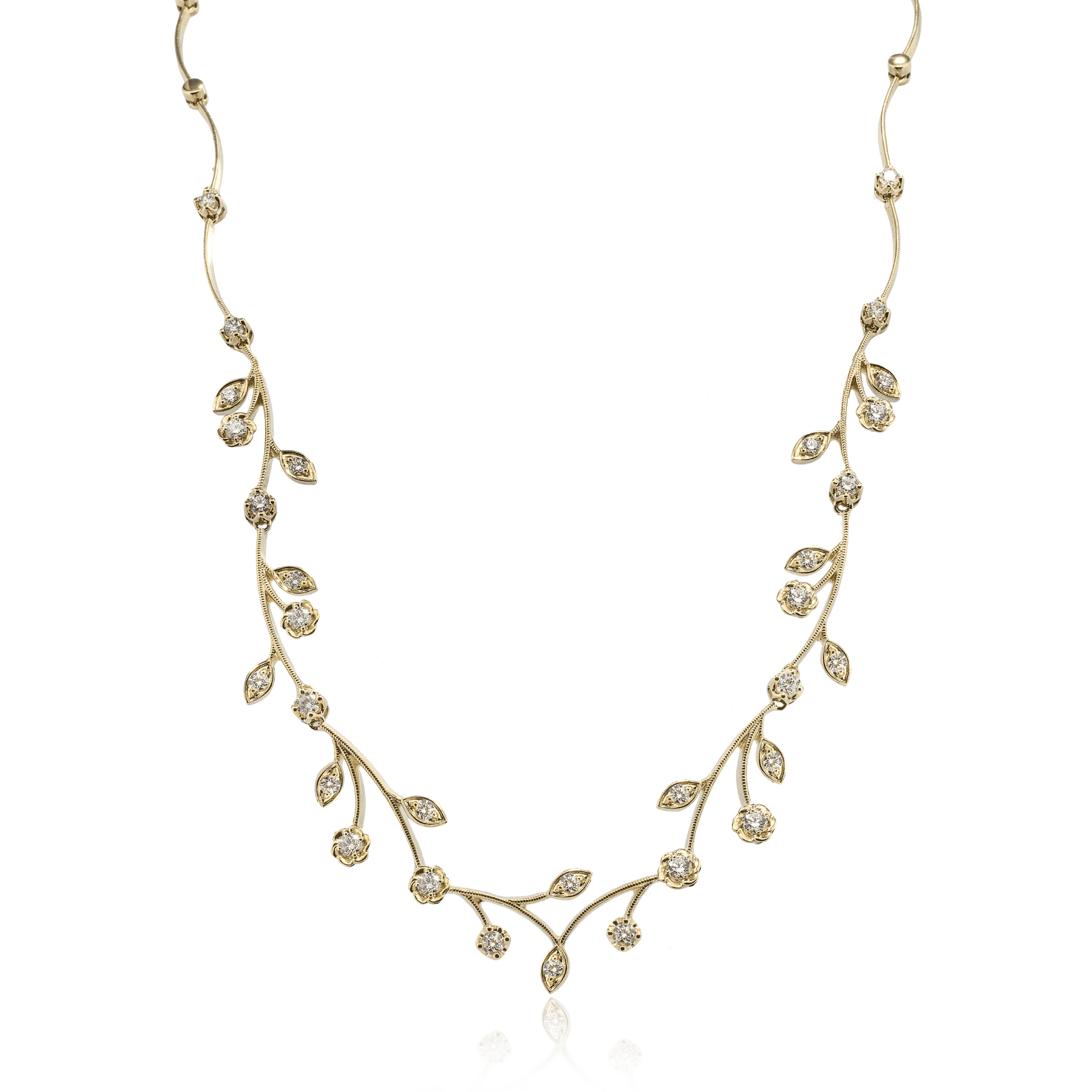 Magnificent Garden Necklace in 14k Gold with Diamonds