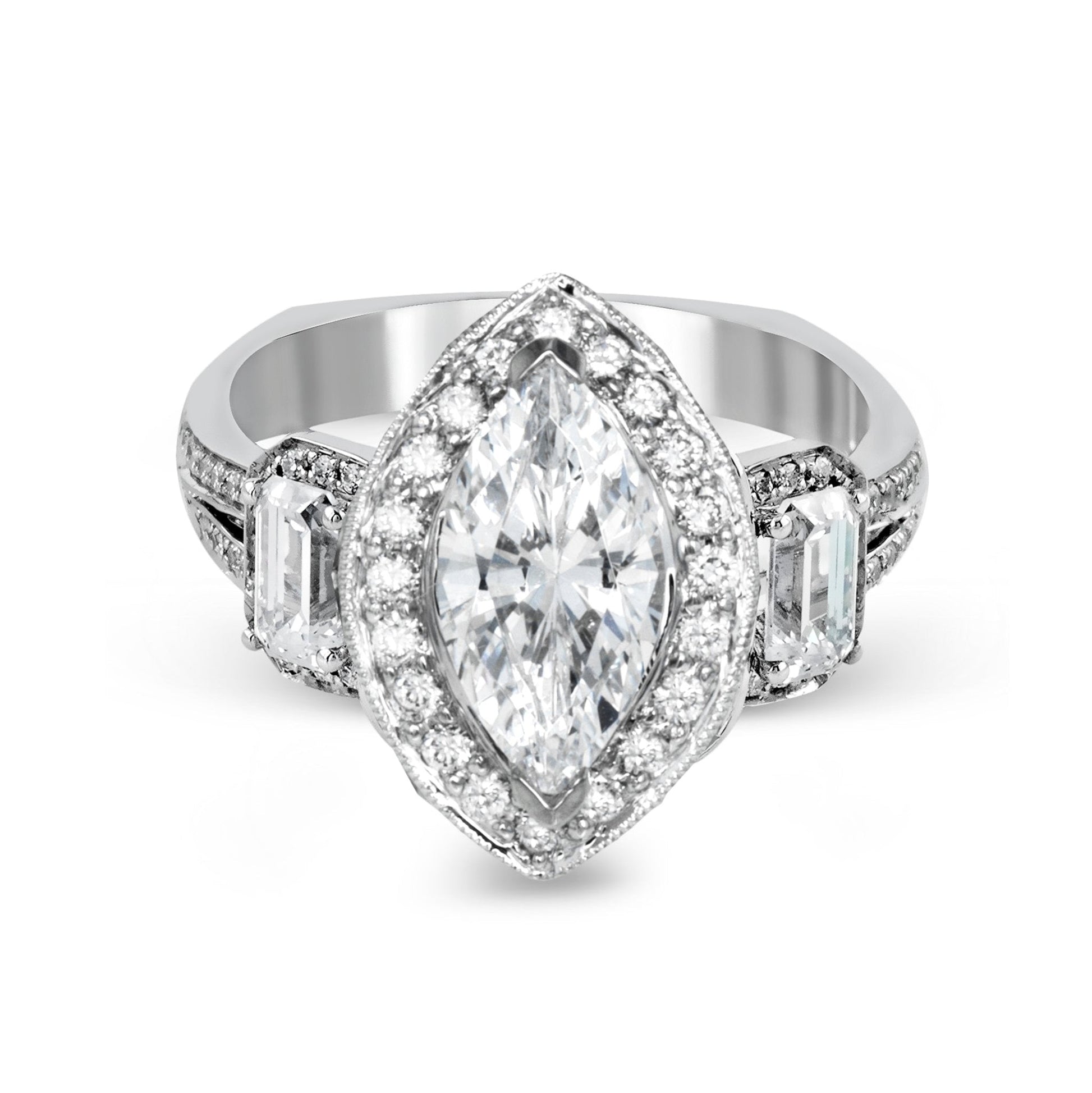marquise-cut-three-stone-halo-engagement-ring-in-18k-gold-with-diamonds