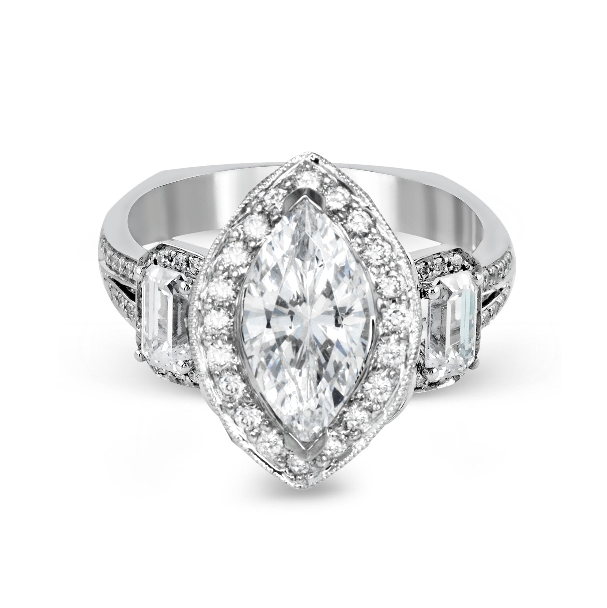 marquise-cut-three-stone-halo-engagement-ring-in-18k-gold-with-diamonds