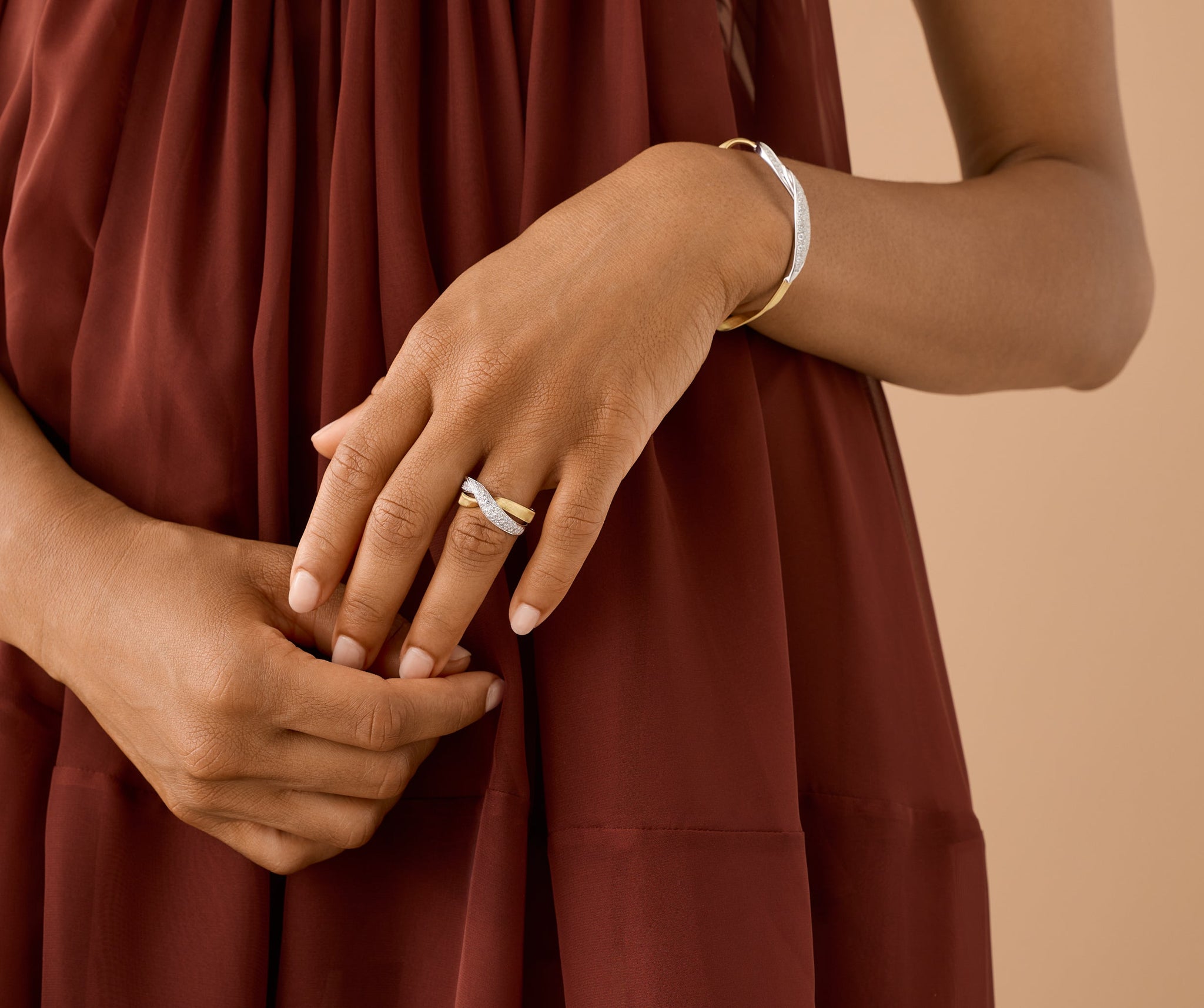 18K Yellow Gold 2-Strand Diamond Ring