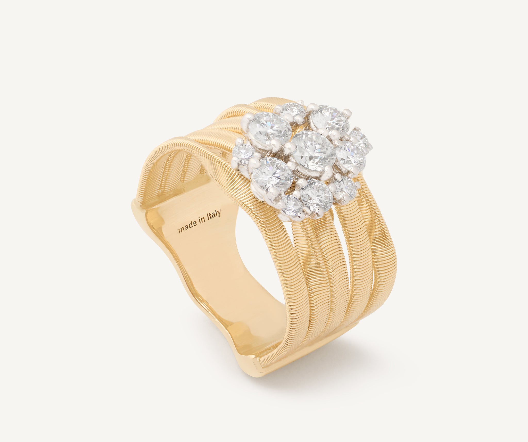 18kt-yellow-gold-5-strand-ring-with-diamond-cluster
