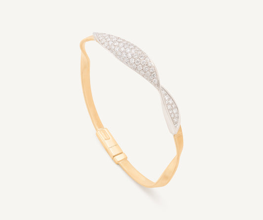 18K Yellow Gold Bracelet with Wide Diamond Pav�� Crossover