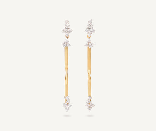 18kt yellow gold drop earrings with diamond clusters