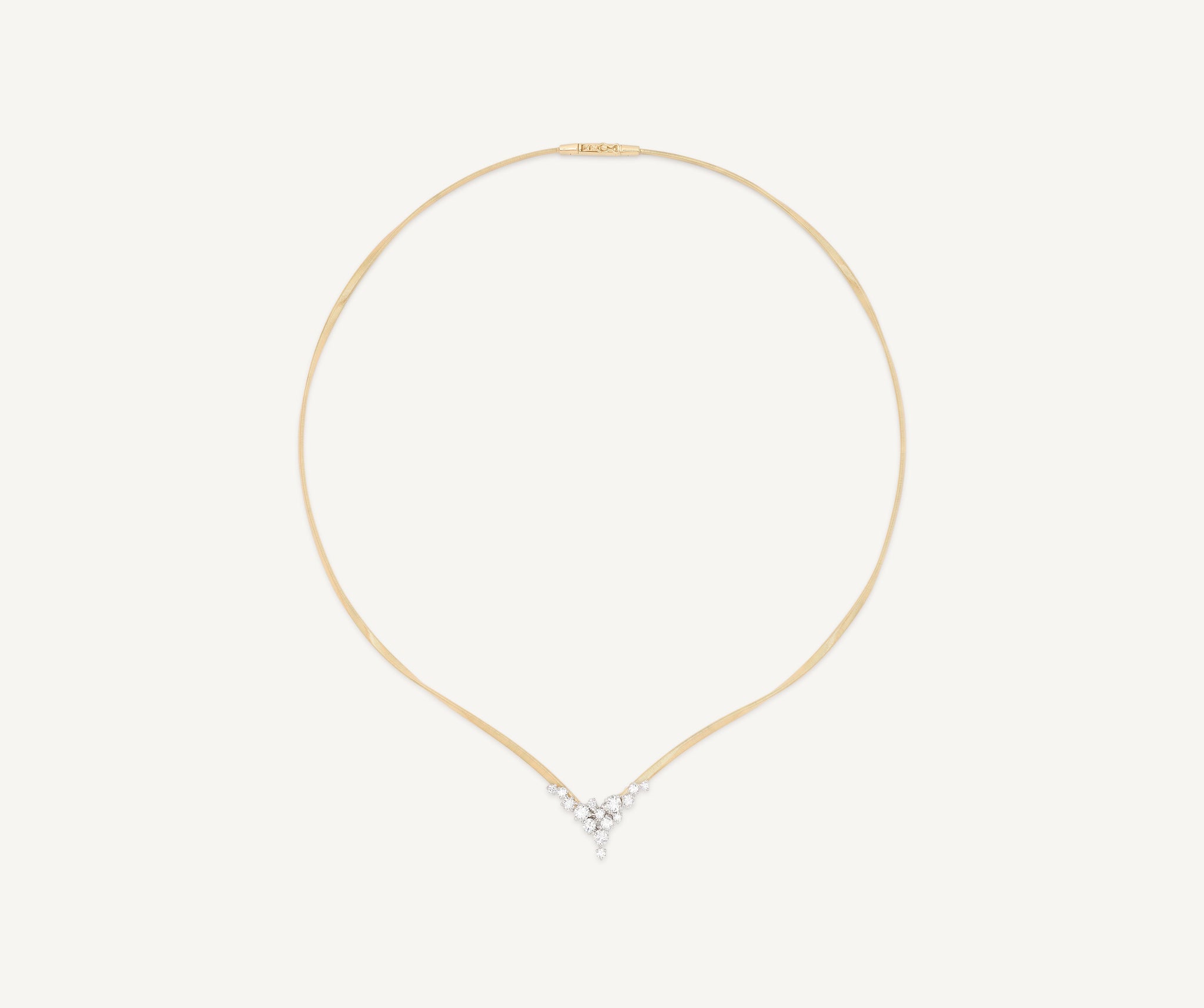 18K Yellow Gold Necklace with Diamond V-Cluster