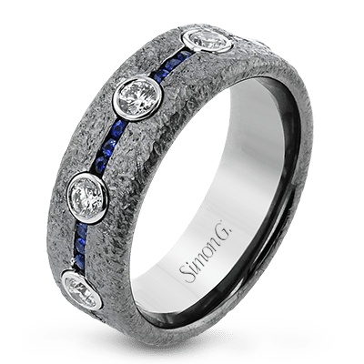 Men's Ring In 14k Gold With Diamonds and Sapphires