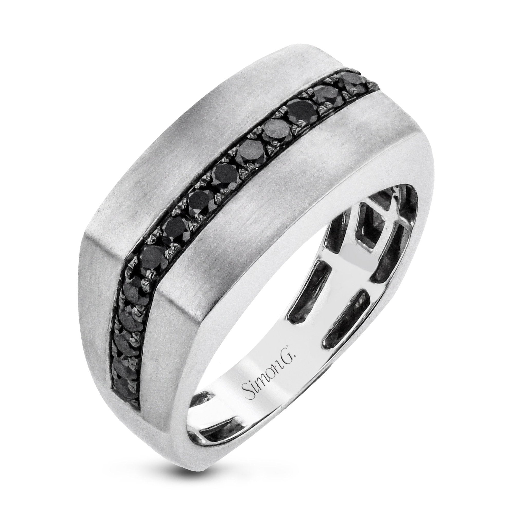 Men's Wedding Band In 14k Or 18k Gold With Black Diamonds