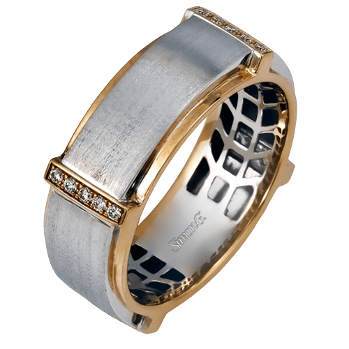 Men's Wedding Band In 14k Or 18k Gold with Diamonds