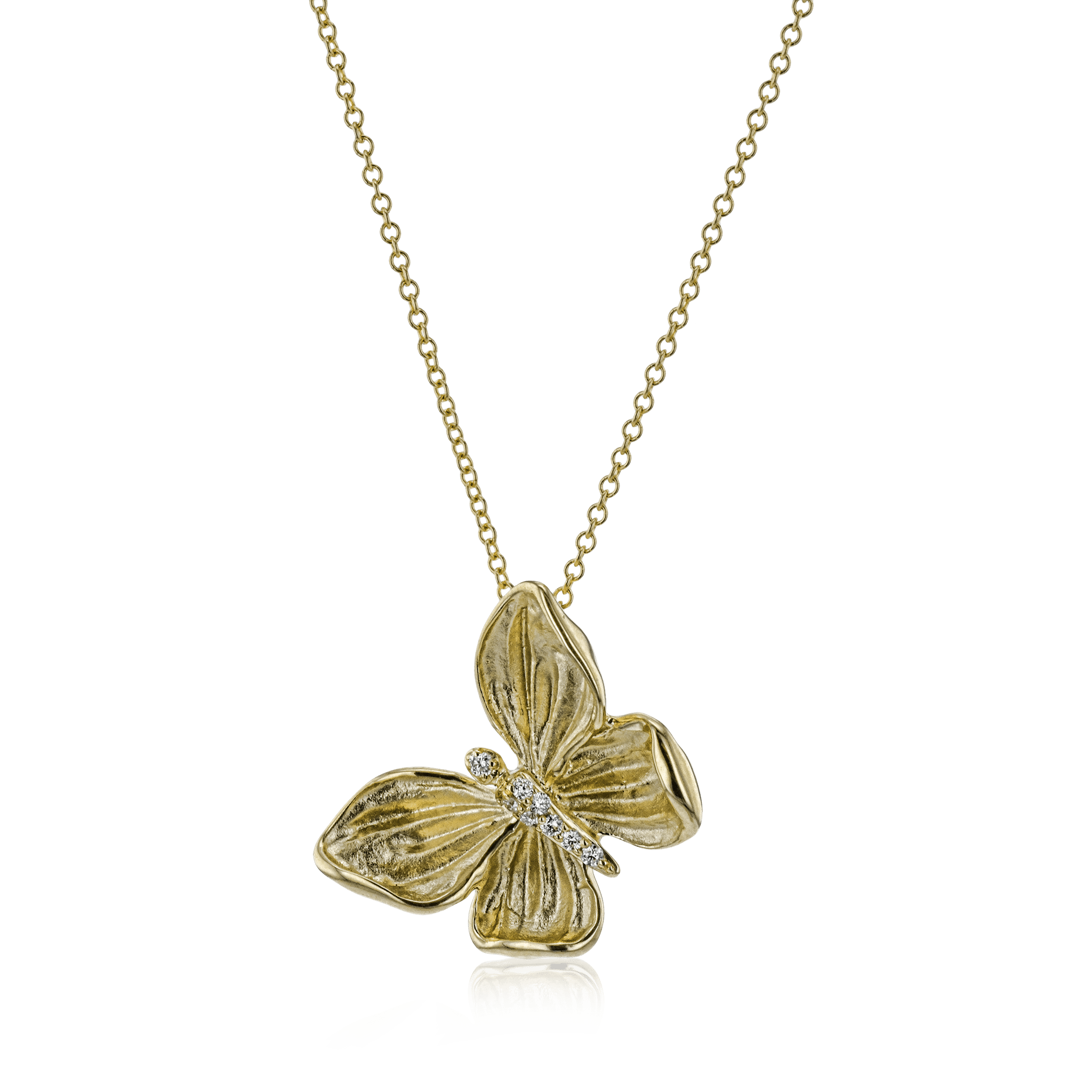 Monarch Butterfly Pendant Necklace in 18k Gold with Diamonds