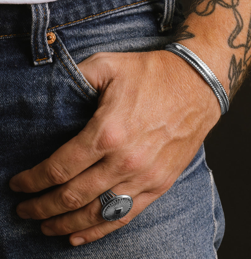 Men's Mr. LOWE Silver Rope Cuff Bracelet