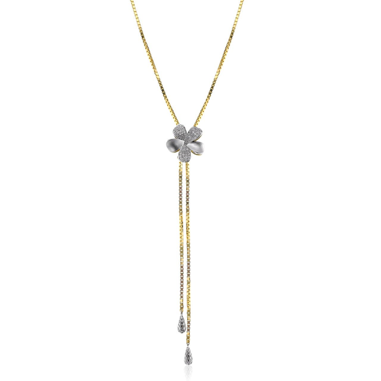 Adjustable Flower Necklace in 18k Gold with Diamonds