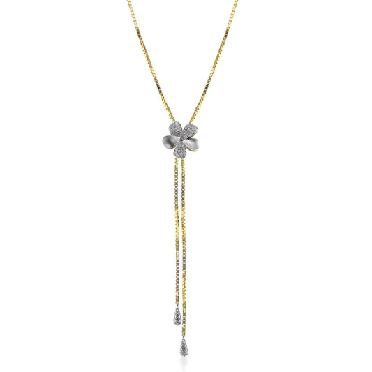 Adjustable Flower Necklace in 18k Gold with Diamonds