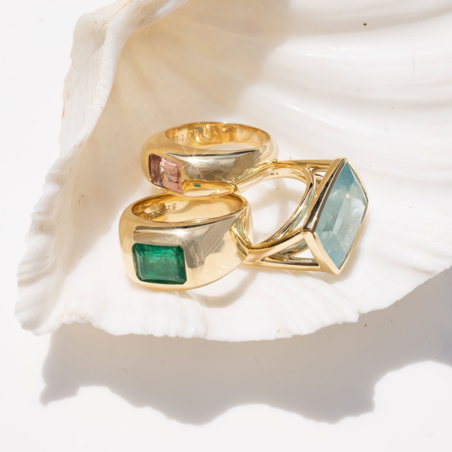 14k Yellow Gold and Pink Tourmaline Thin Bomb Ring - One of a Kind