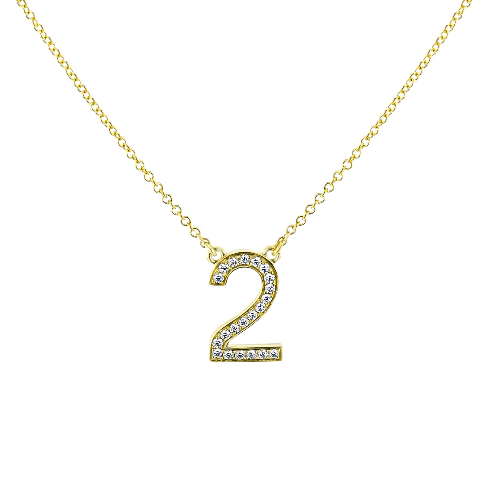 Personalized Number Pendant Necklace in 18k Gold with Diamonds