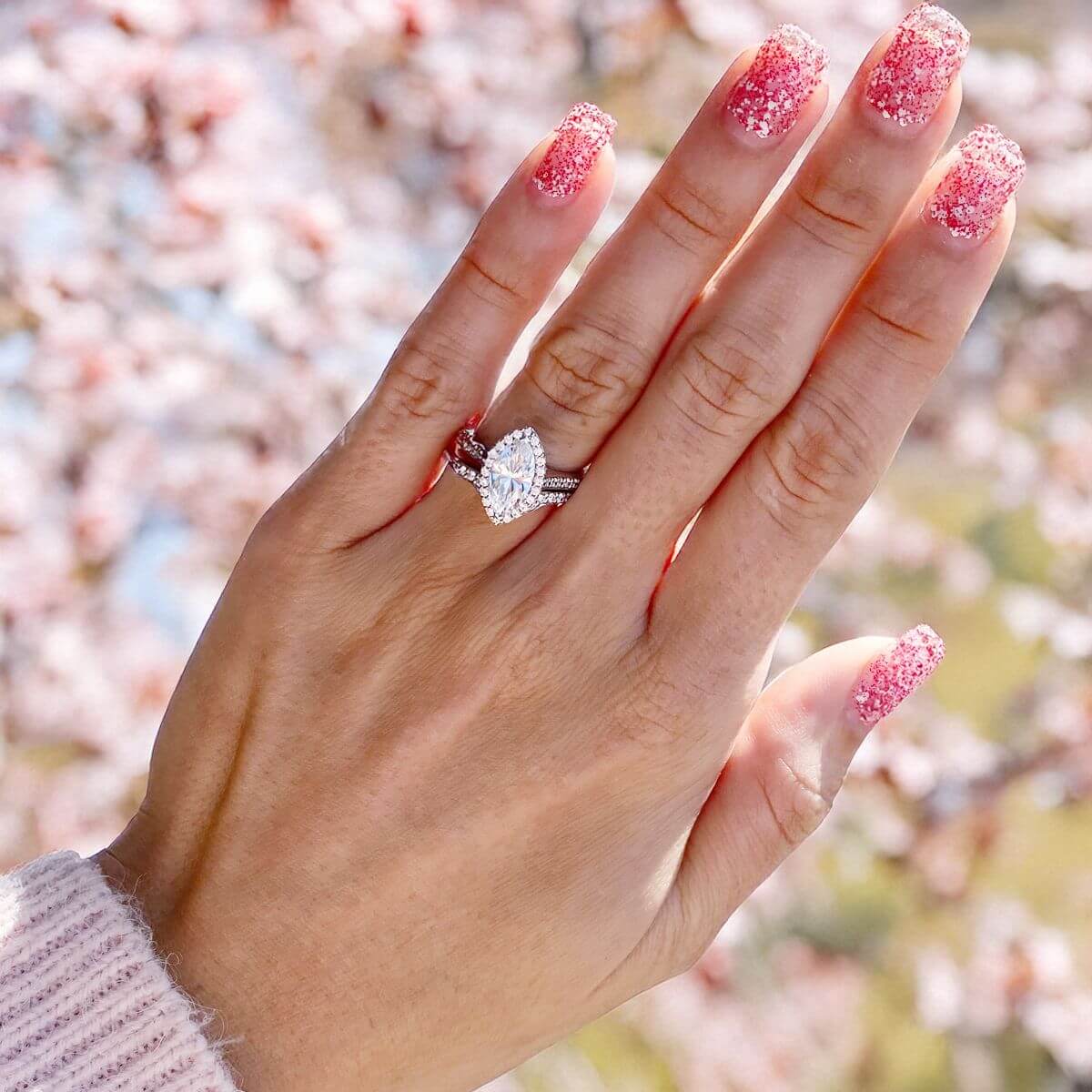 Satin Marquise White Gold Engagement Ring