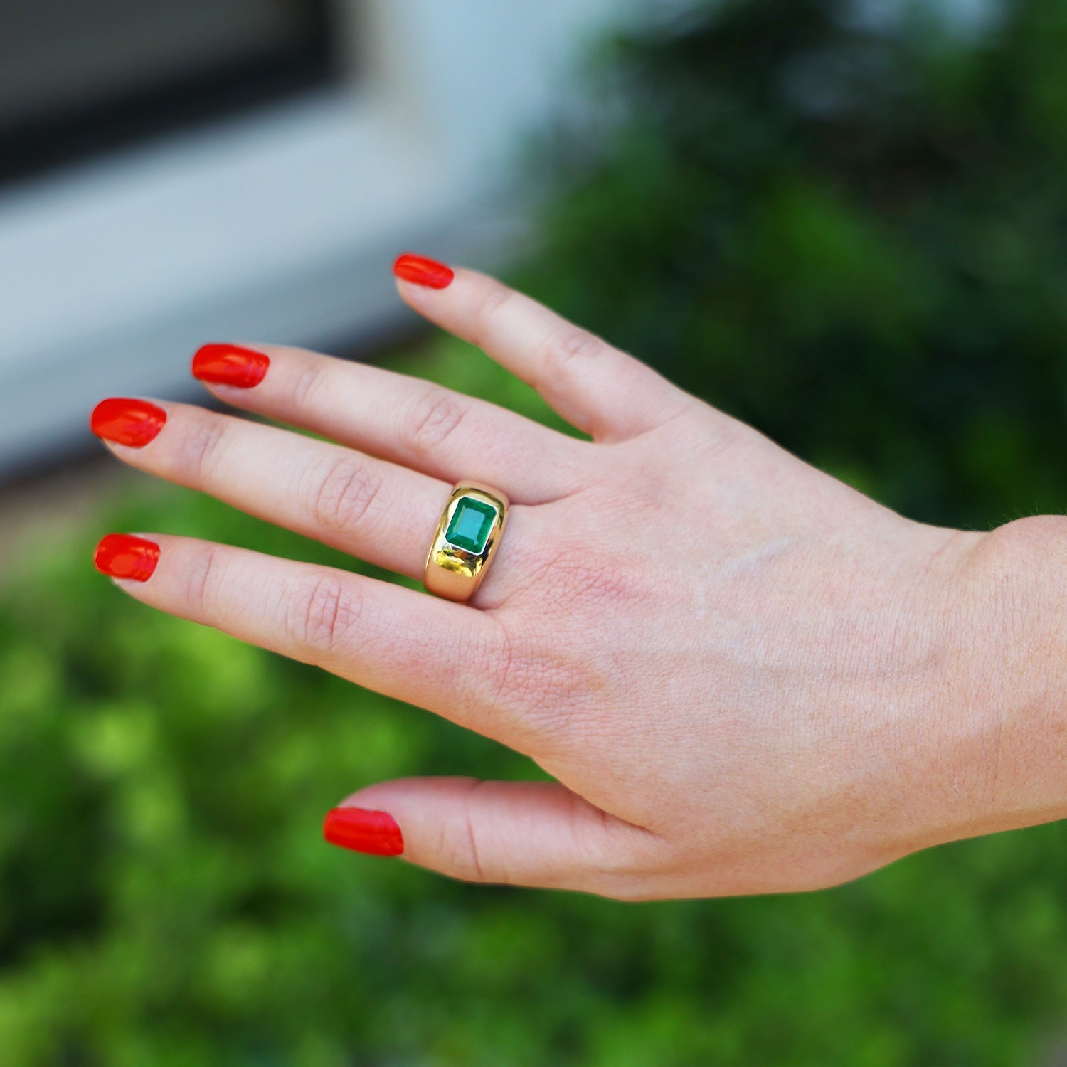 14k Yellow Gold and Emerald Bomb Ring - One of a Kind