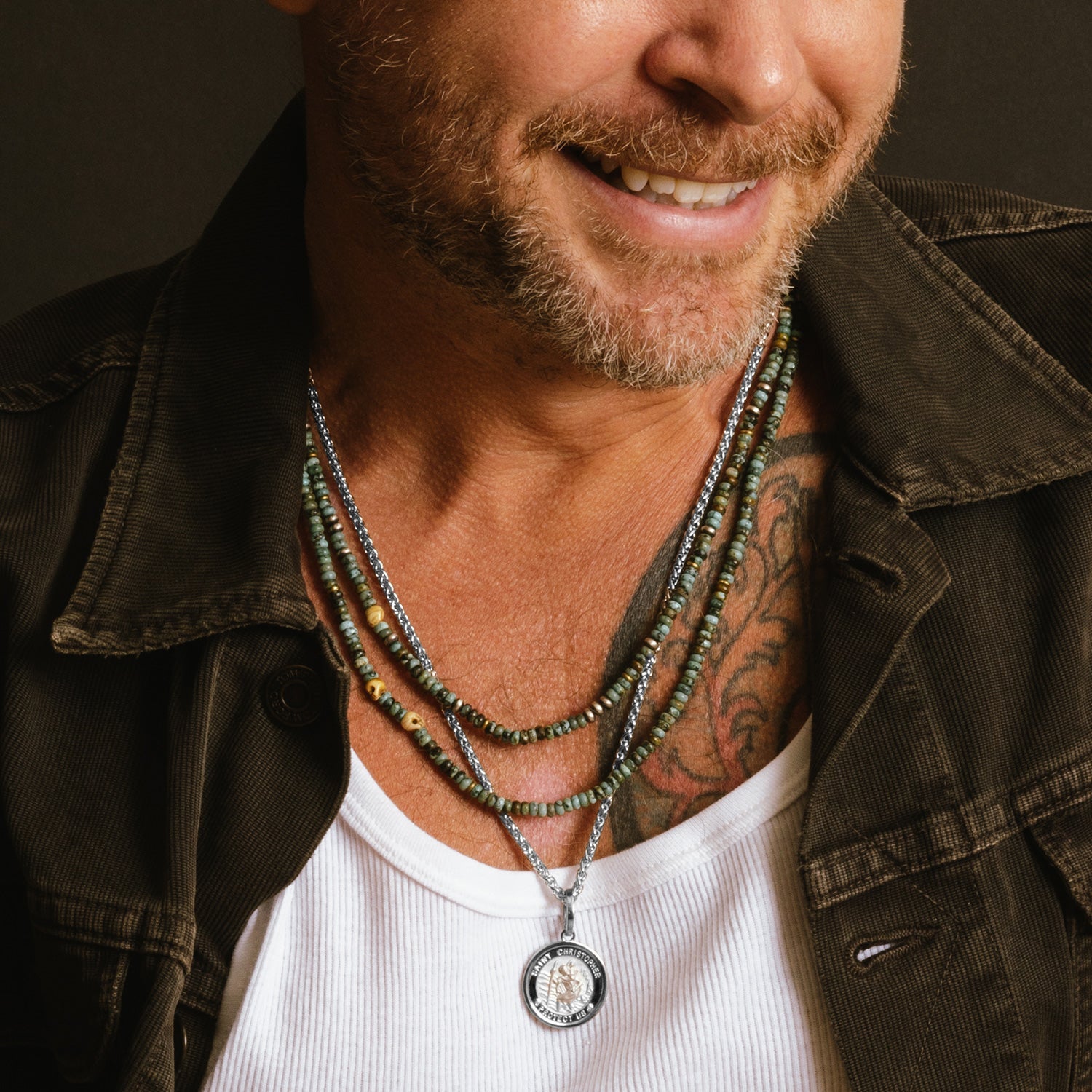 Men's Mr. LOWE African Turquoise with Carved Skull Necklace - 23"