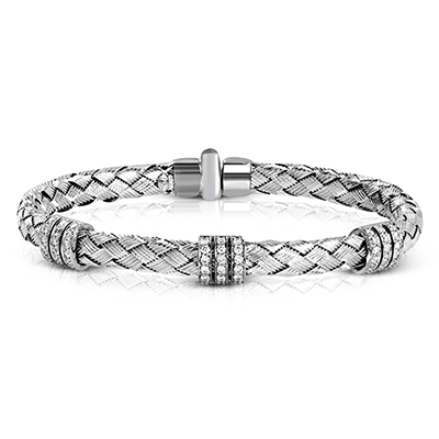 Woven Bangle in 18k Gold with Diamonds