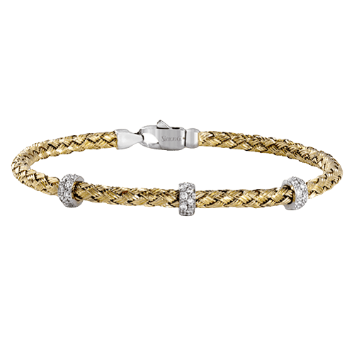 Woven Bangle in 18k Gold with Diamonds