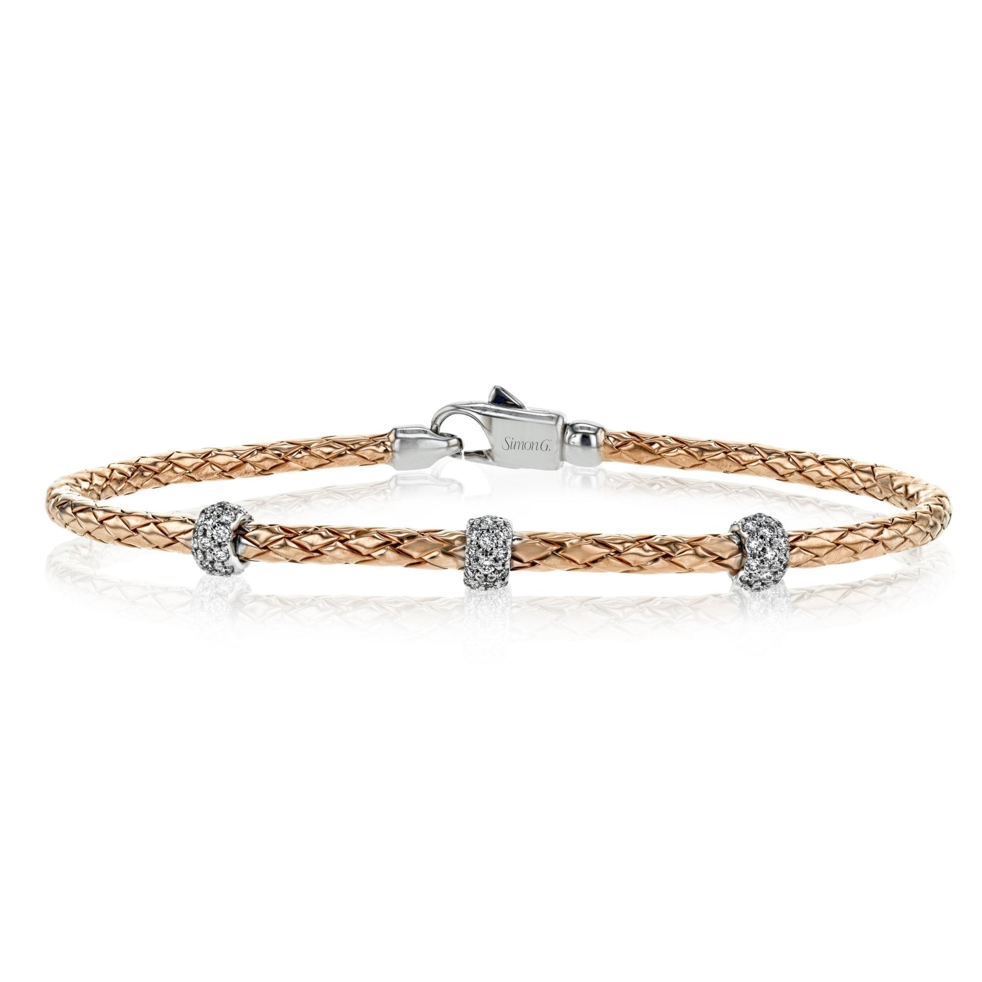 Woven Bracelet in 18k Gold with Diamonds