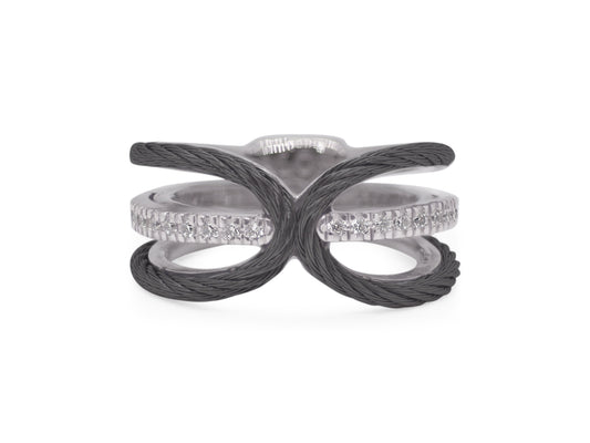 ALOR 18K/Stainless Steel Two-tone Diamond Ring  02-52-2818-11