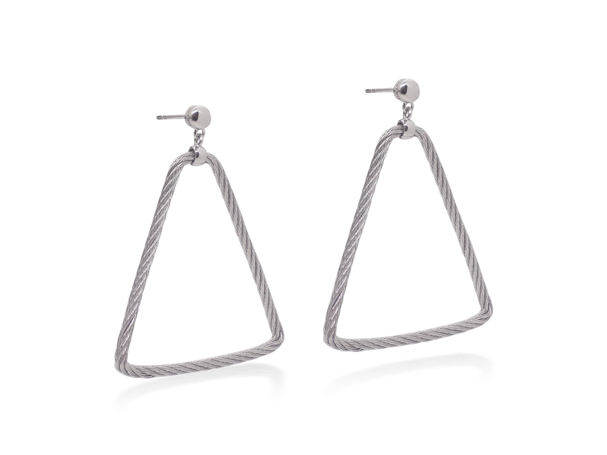 ALOR Grey Cable Open Triangle Drop Earrings with 18kt Gold