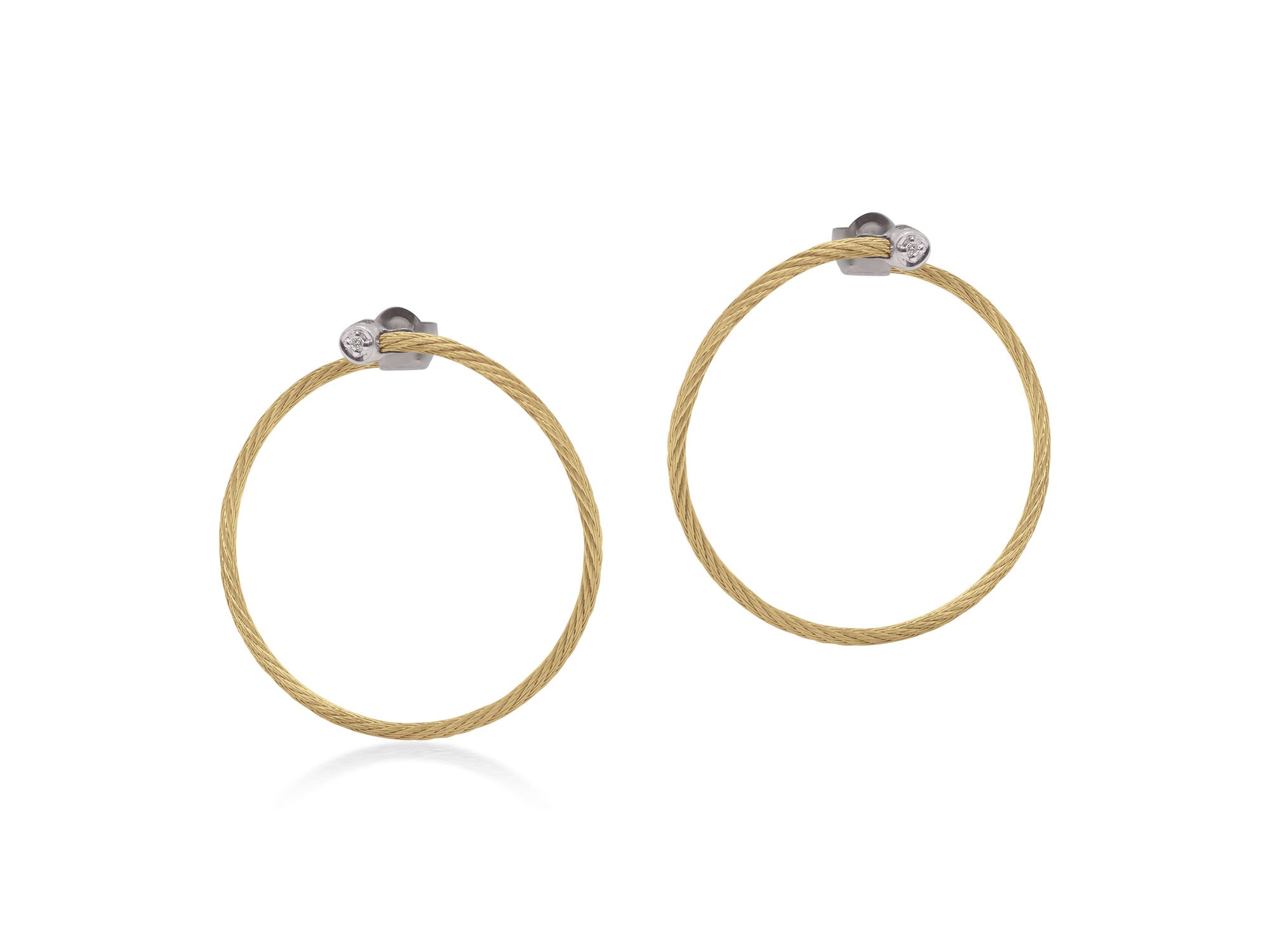 ALOR Yellow Cable Front to Back Hoop Earrings with 18kt Gold & Diamonds