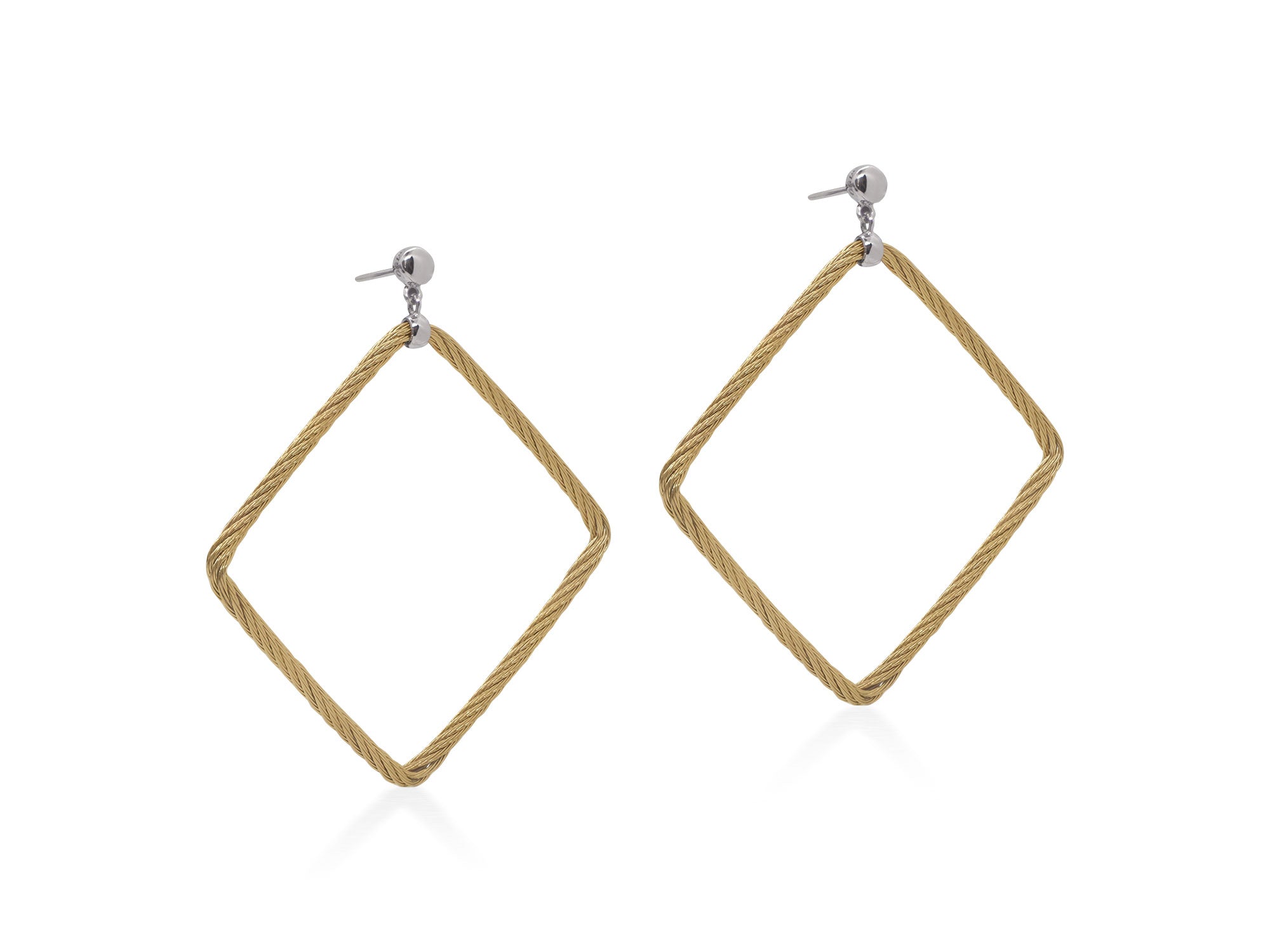 ALOR Yellow Cable Open Square Drop Earrings with 18kt Gold