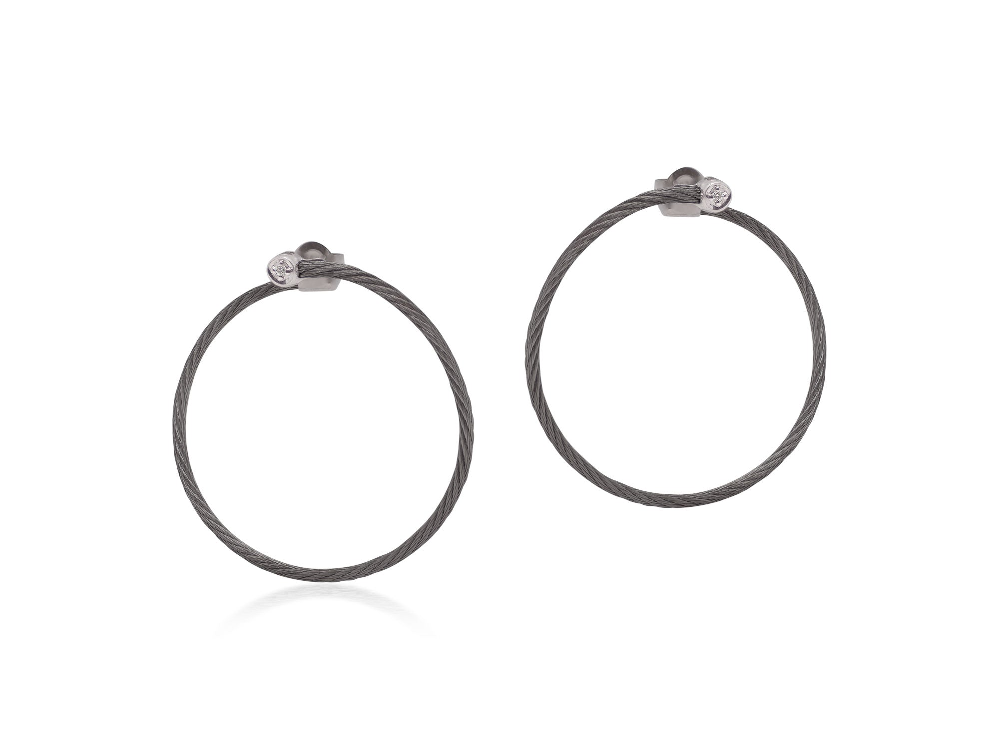 ALOR Black Cable Front to Back Hoop Earrings with 18kt Gold & Diamonds