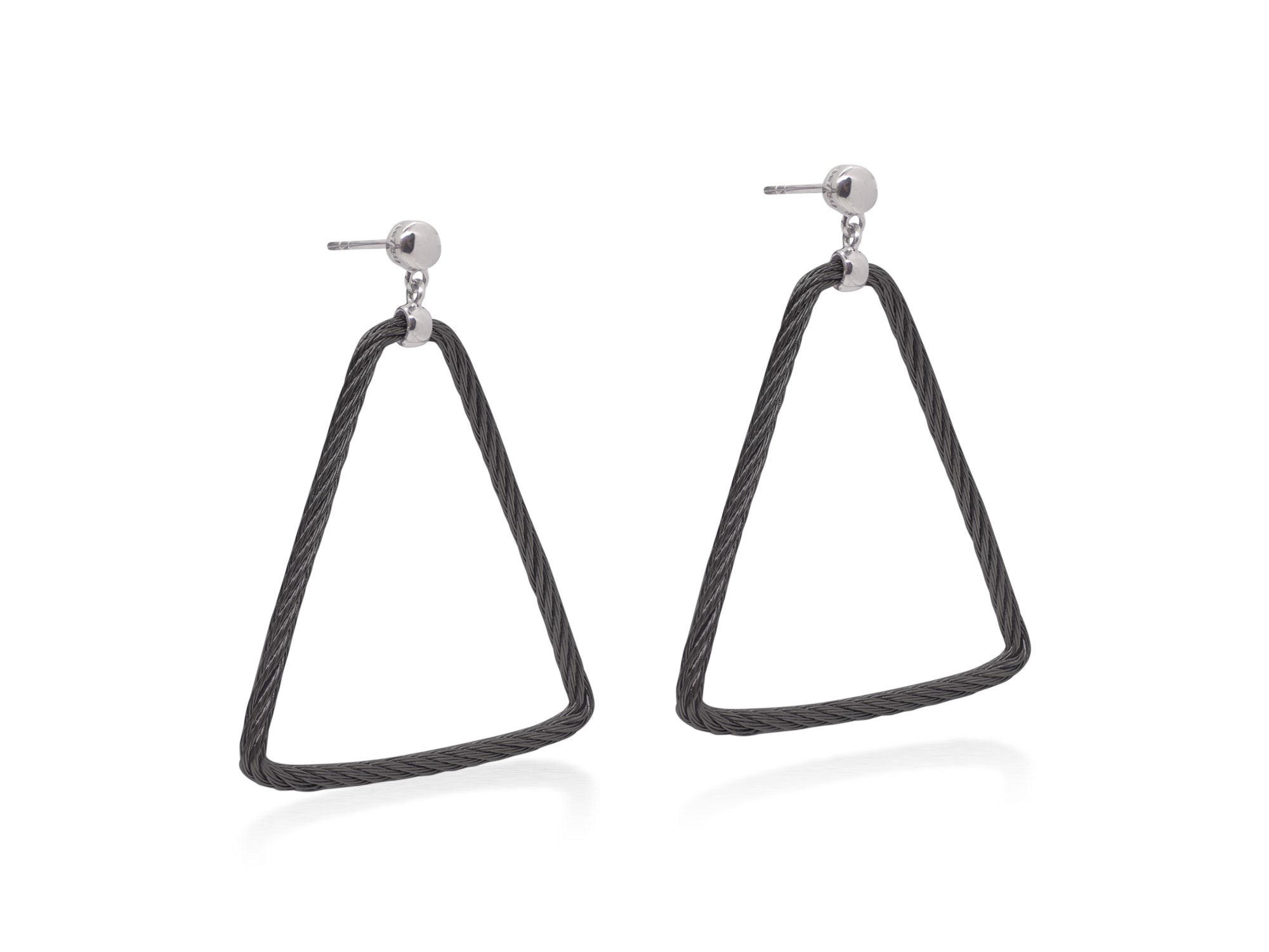 ALOR Black Cable Open Triangle Drop Earrings with 18kt Gold