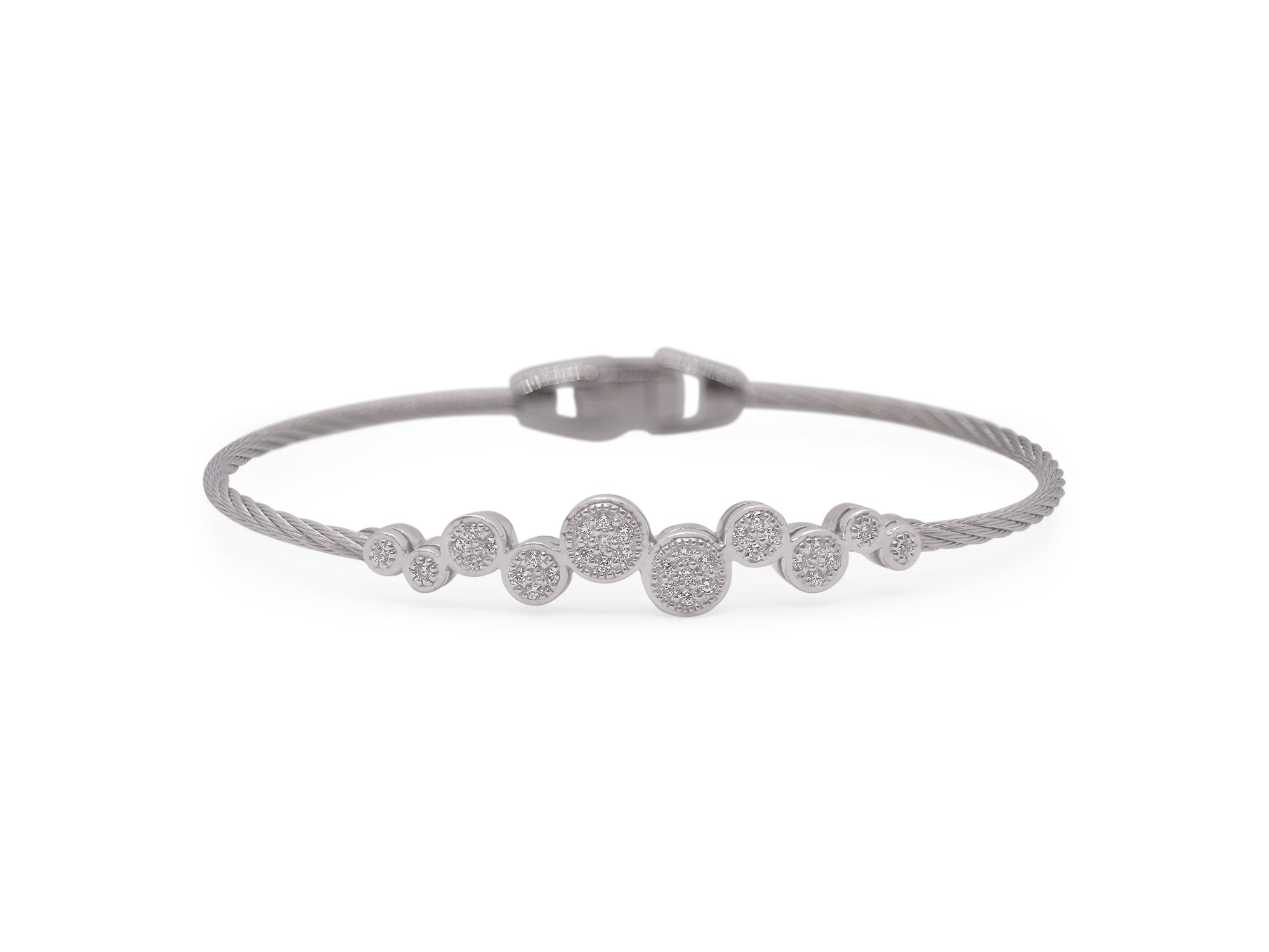 ALOR Grey Cable Bubble Bracelet with 18kt Gold & Diamonds