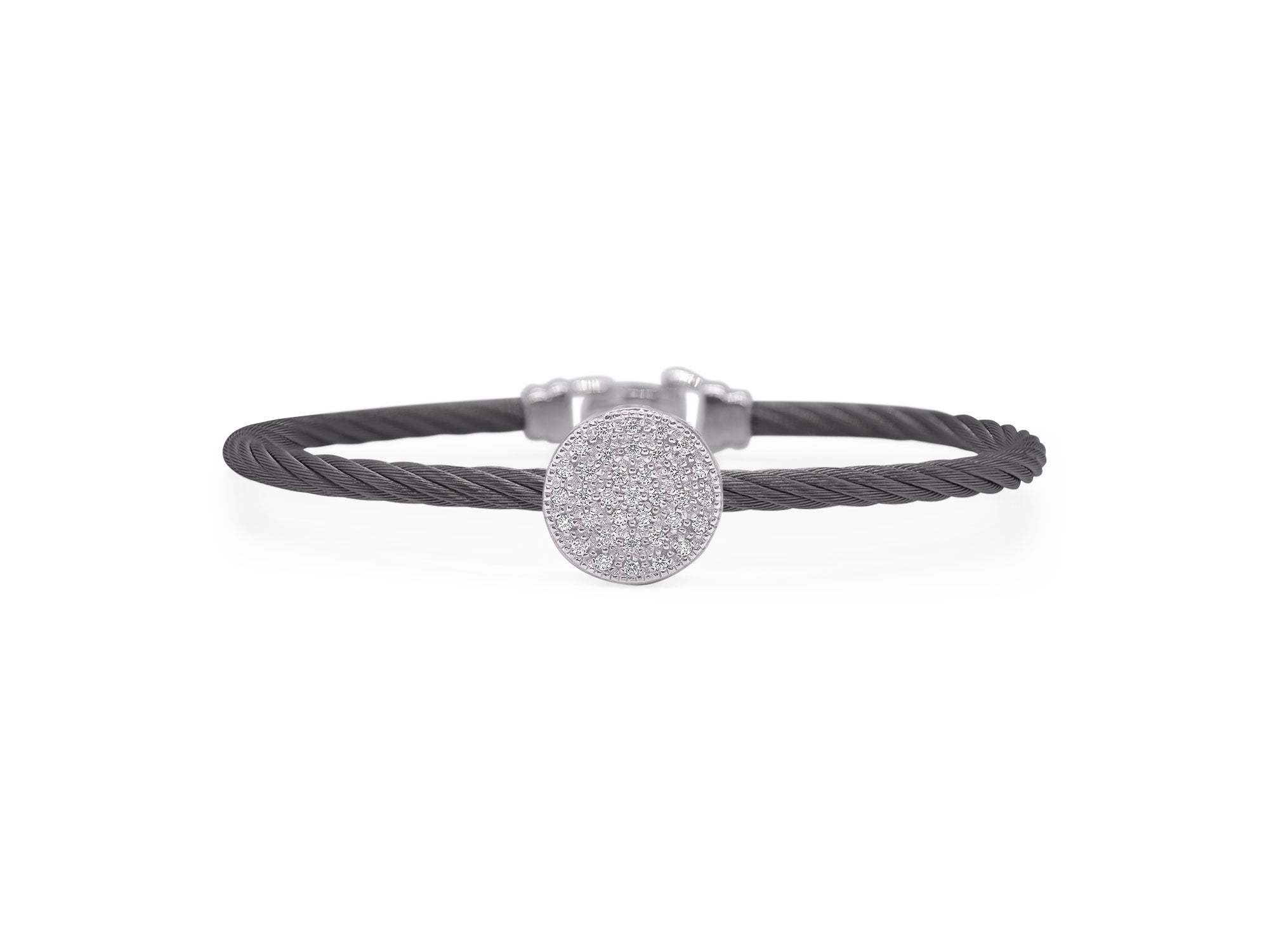 ALOR Black Cable Taking Shapes Disc Bracelet with 18K Gold & Diamonds