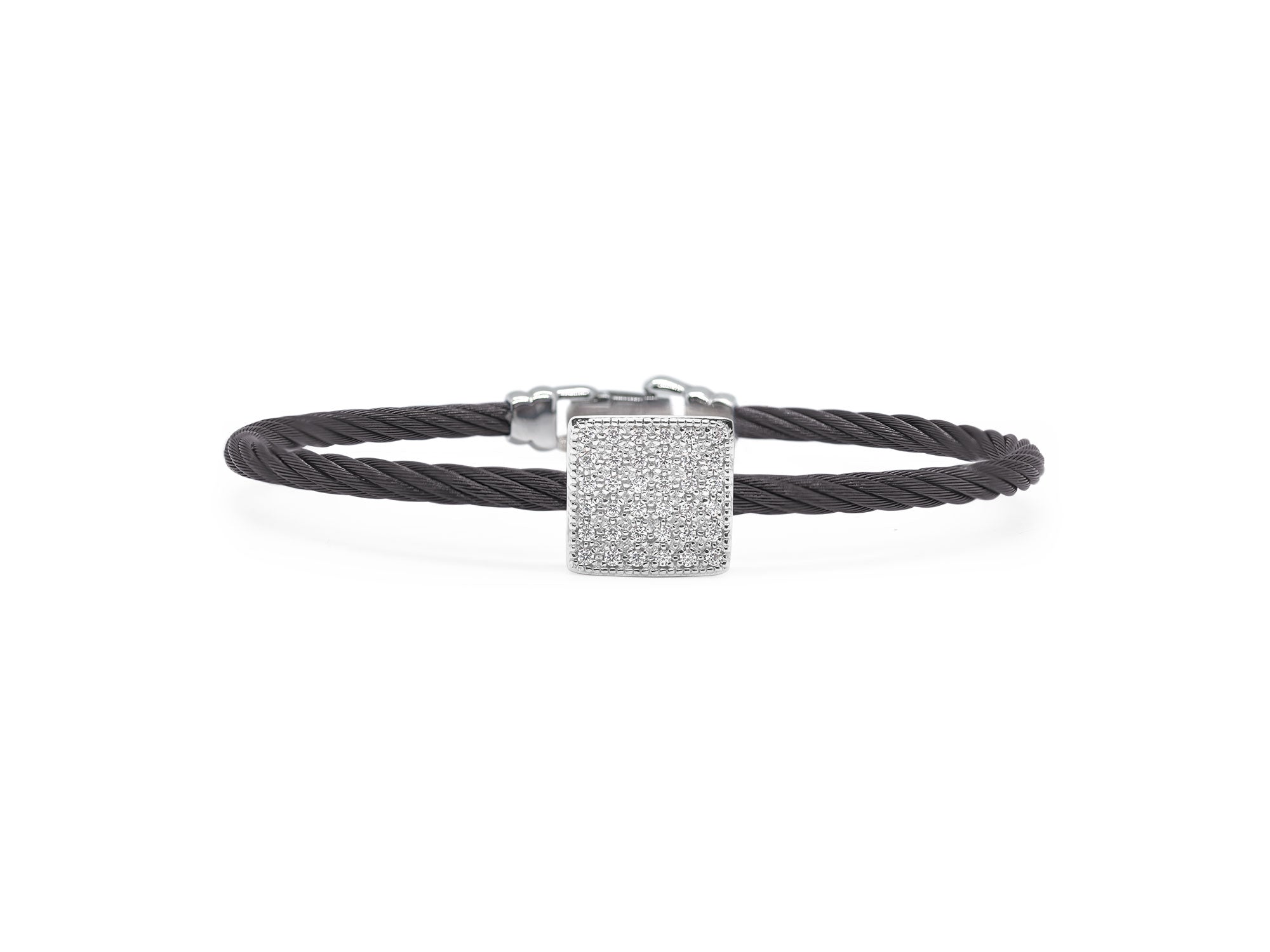 ALOR Black Cable Taking Shapes Square Bracelet with 18K Gold & Diamonds