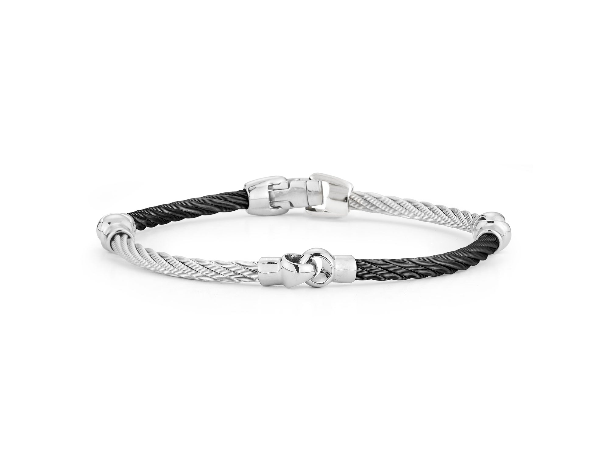 ALOR Black & Grey Cable Interlocking Bracelet