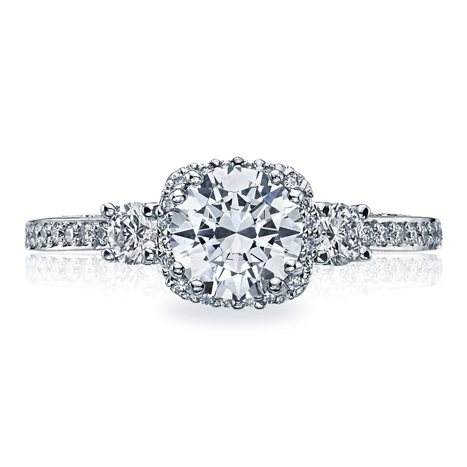 Dantela | Round with Cushion Bloom 3-Stone Engagement Ring 2623RDSMP